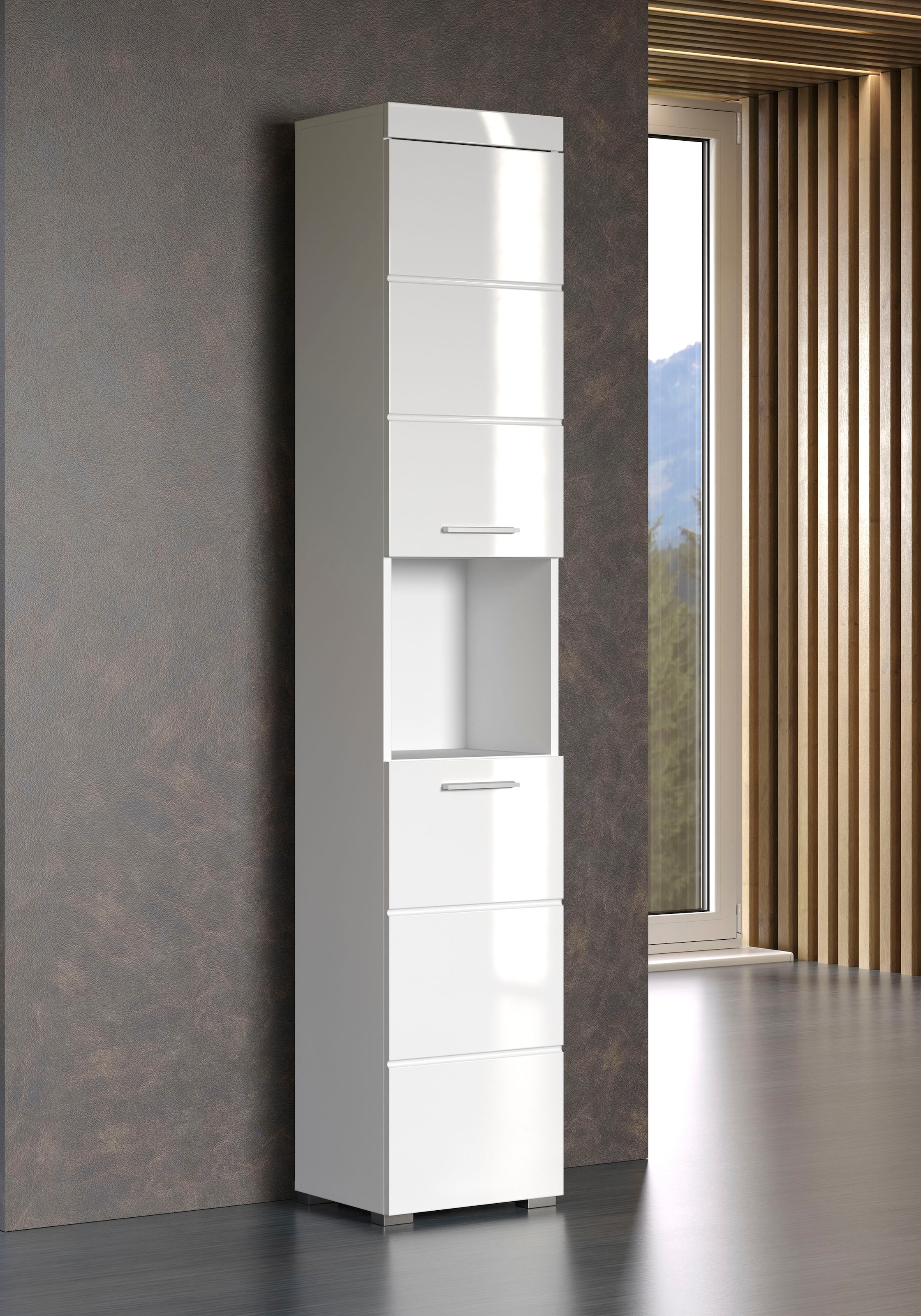 welltime Hochschrank »Avena« Badschrank mit 2 Türen & 1 Fach - (B/T/H) 37/31/190 cm