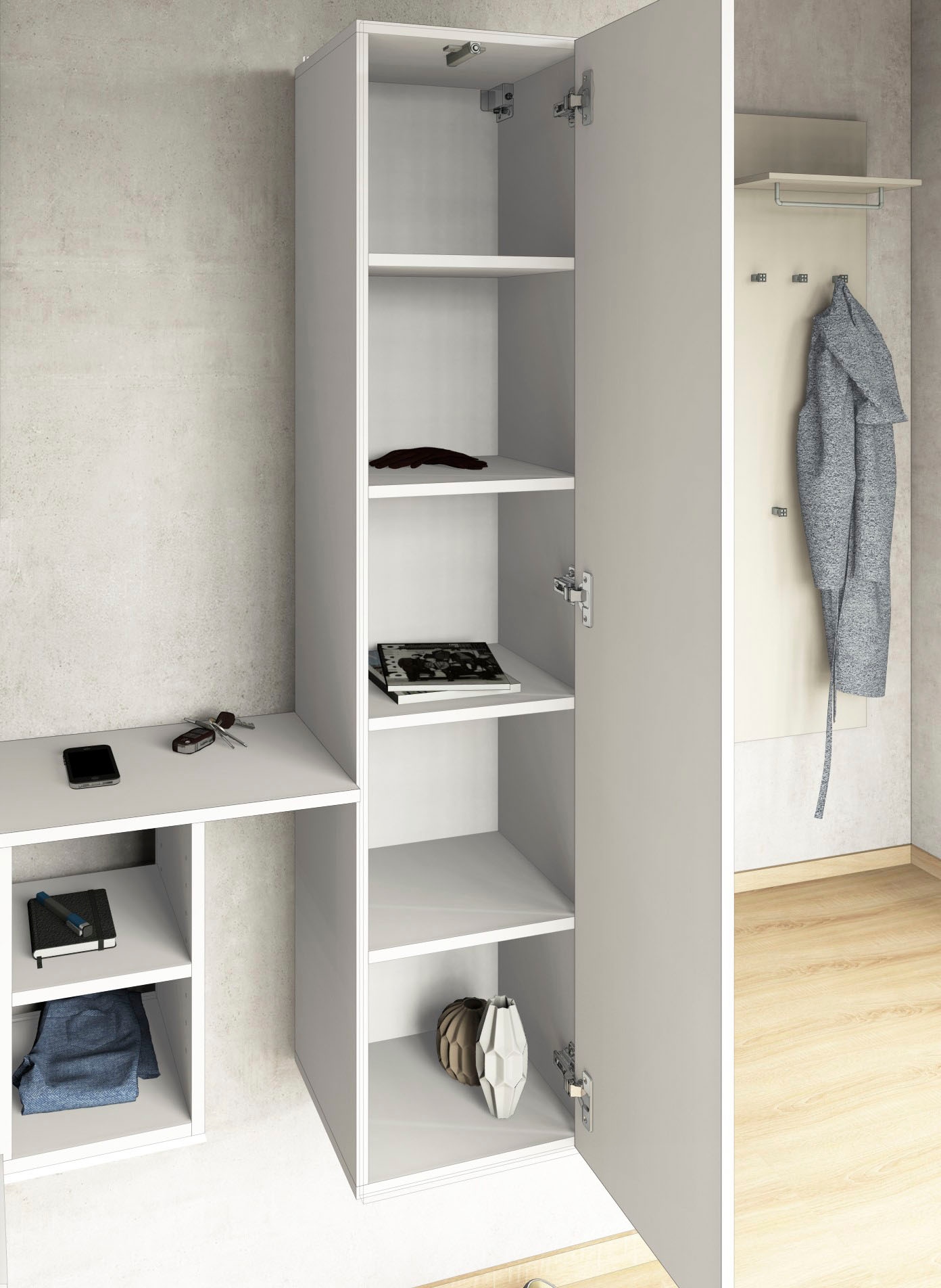 borchardt Möbel Ensemble de vestiaires »Toledo, moderne Garderobe mit Spiegel, Schminktisch mit Regalfächern« Ensemble complet, 