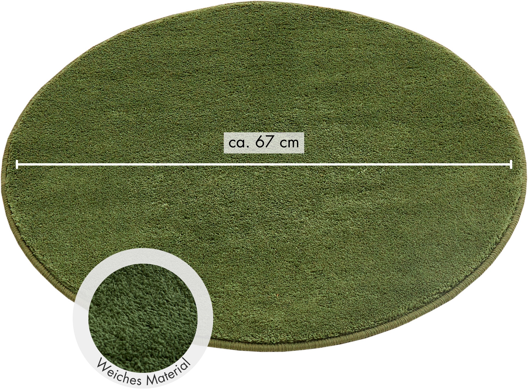 Andiamo Tapis »Arezzo« Rond 16 mm Höhe Uni Farben, weicher Flor, waschbar, ideal im Wohnzimmer & Schlafzimmer