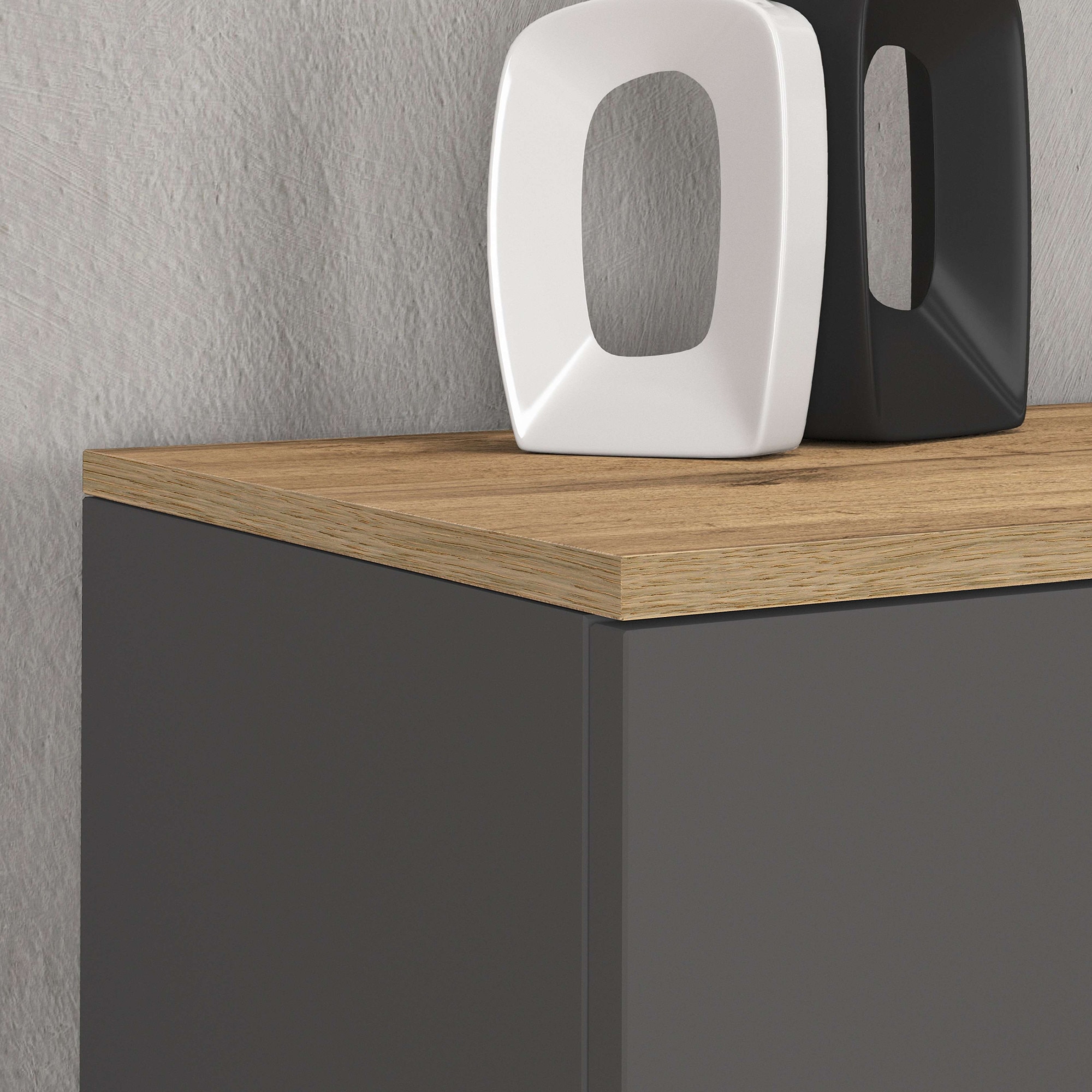 GOODproduct Sideboard »ISEO, Kommode, Schrank, Sideboard, Lowboard, 6 Fächer, Breite 200 cm« 1 cuis tlg. stehend/hängend, 5 Türen, 6 Fächer, Breite 200 cm