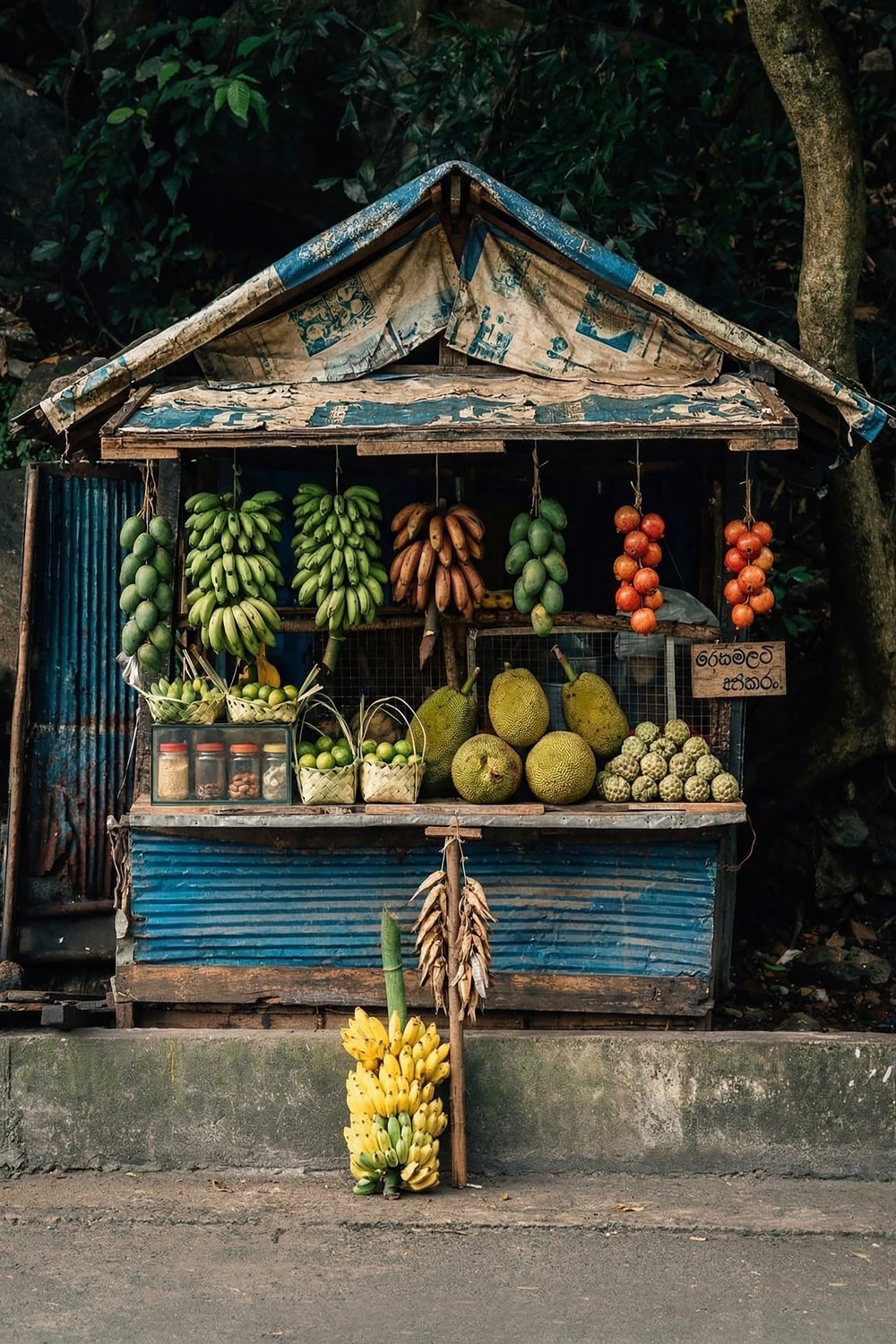 queence Acrylglasbild »Strassenshop mit Obst auf  Bali« Foto | Gebäude | Obst 1 Stk. tlg. Wandbild Wohnzimmerdeko Urlaubsmotiv