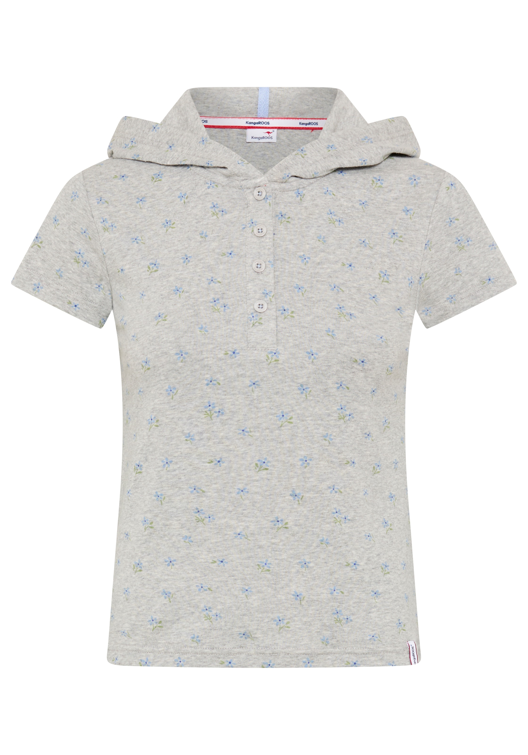 KangaROOS T-shirt à capuche figurbetonte Passform, Kurzarm, mit Kapuze, Rippware