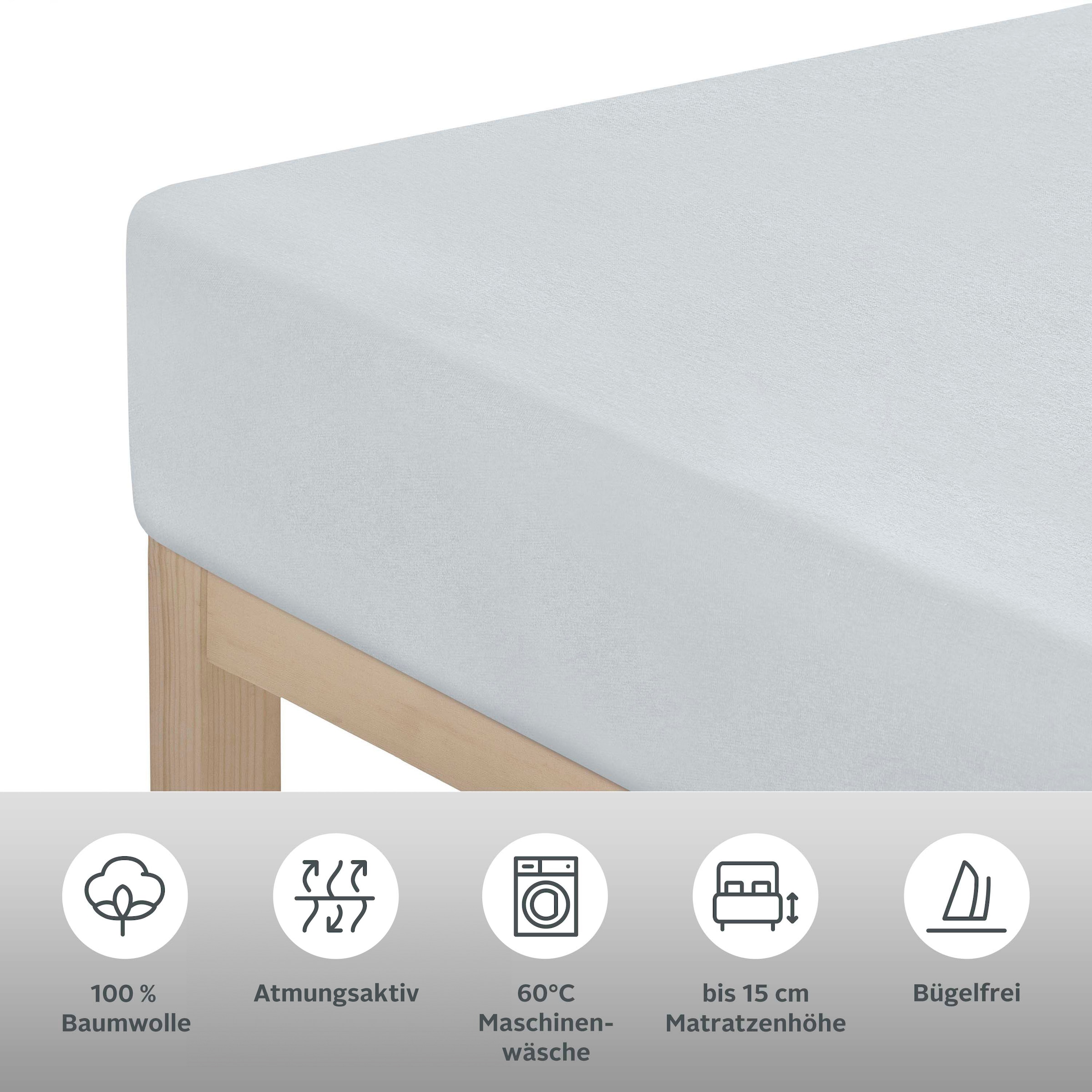 GOODproduct Spannbettlaken »VALJE in Melange-Optik, hochwertiger Baumwoll-Jersey 130g/m²« Baumwolle, für Matratzen bis 25 cm Höhe, Bettlaken aus Melange-Garn