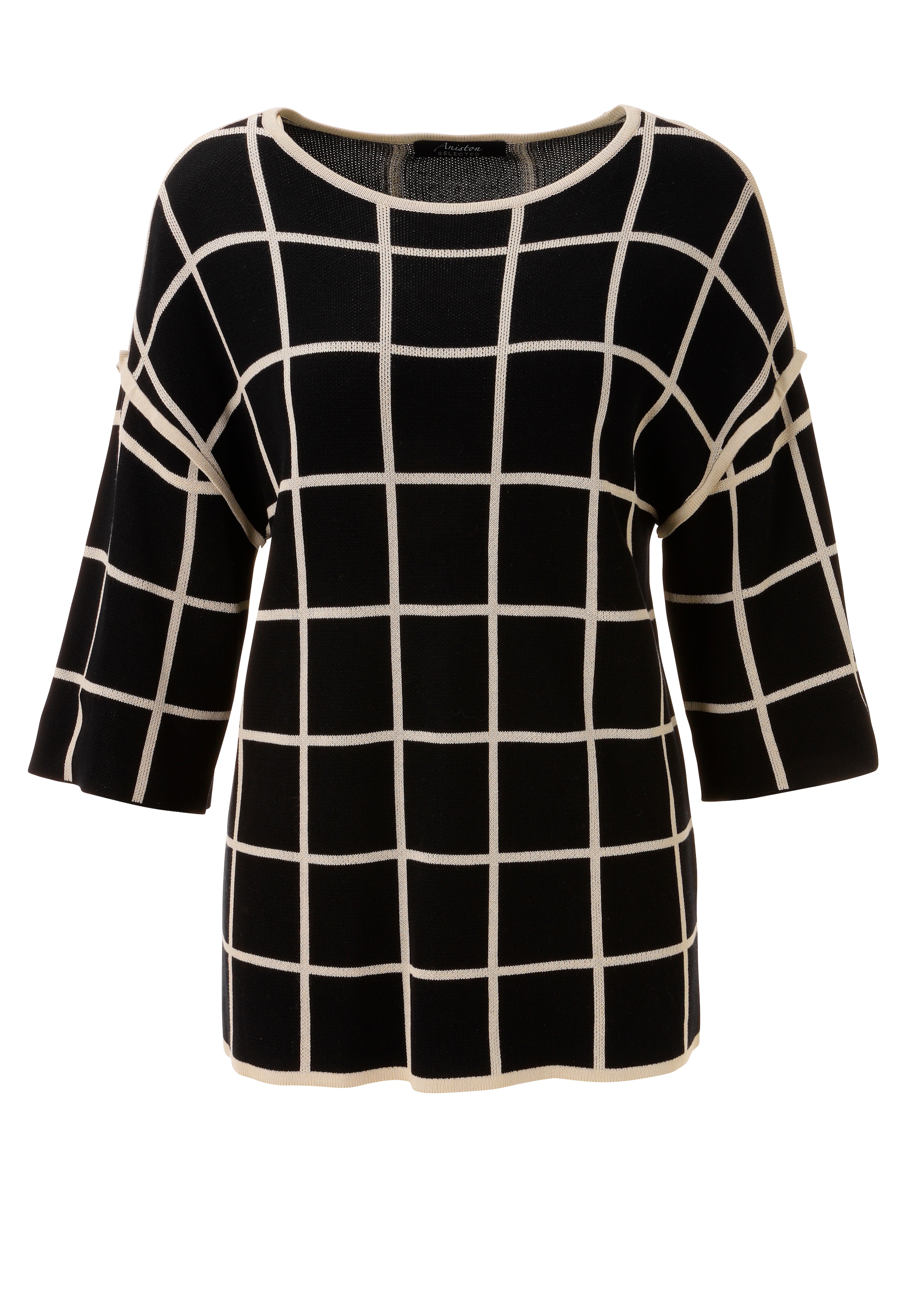 Aniston SELECTED Pull en tricot avec motif à carreaux frappant sur toute la surface - NOUVELLE COLLECTION
