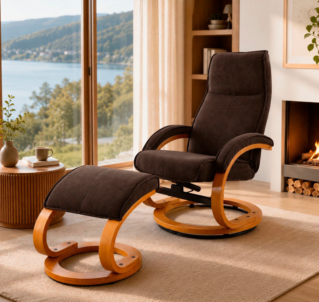 Home affaire Fauteuil de relaxation »mit Hocker PARIS - OTTO. Verlässliche Qualität.« bestehend aus Sessel und Hocker, 2 cuis tlg. Relaxfunktion, Dreh- und Kippfunktion, Unser Dauertiefpreis