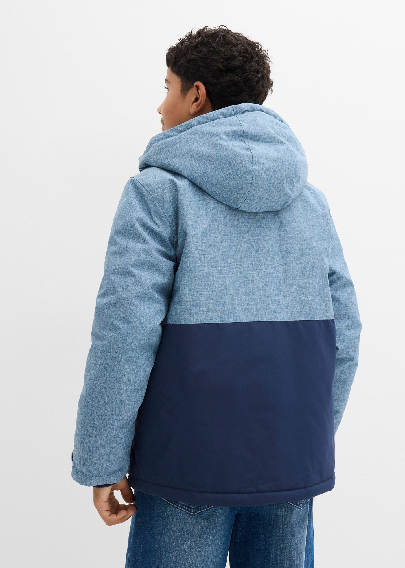 bonprix Veste d'hiver mit Kapuze im Colourblocking-Design, mit wattierter Kapuze, windabweisend