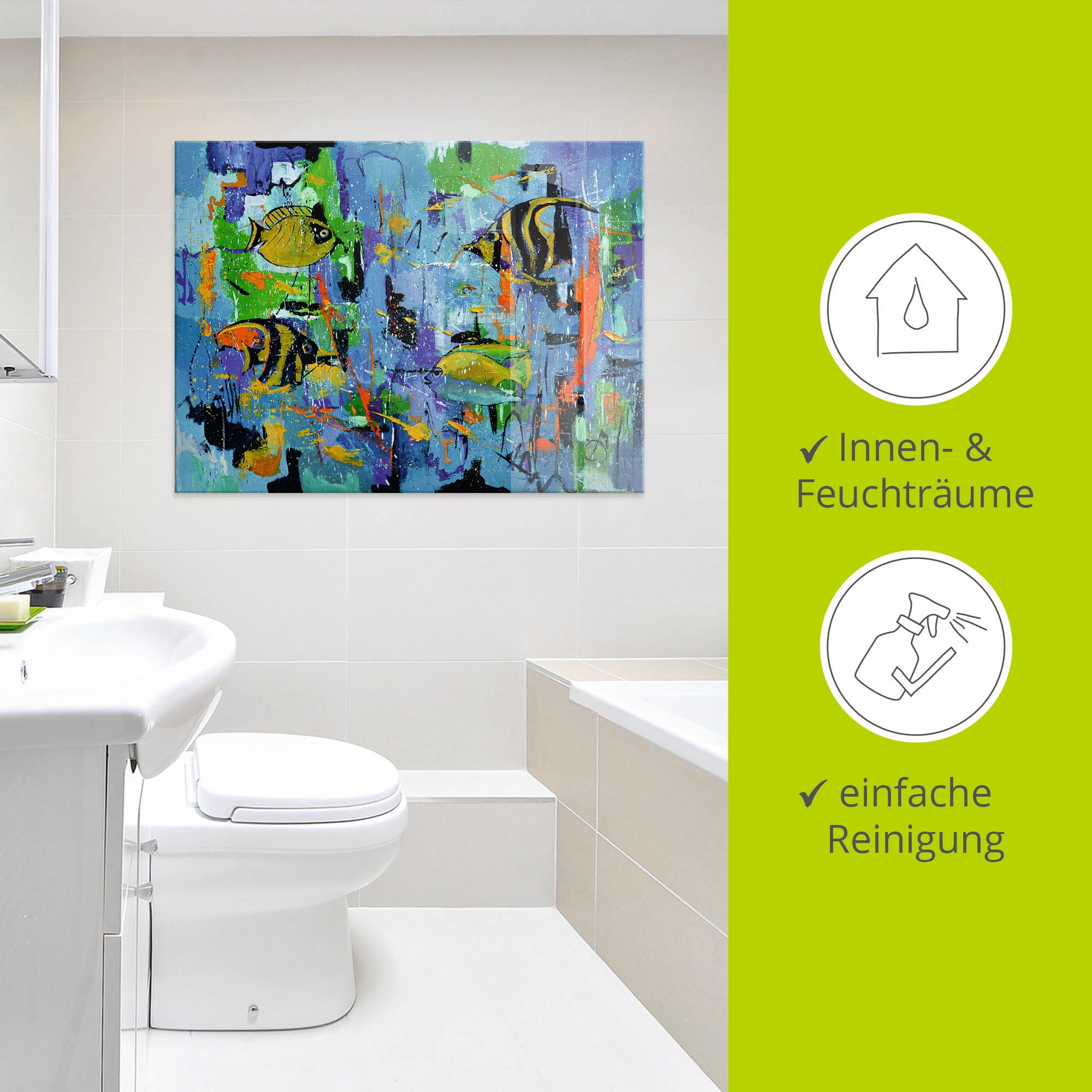 Artland Tableau en verre »Abstrakt Fische Blau« 1 cuis tlg. in verschiedenen Grössen