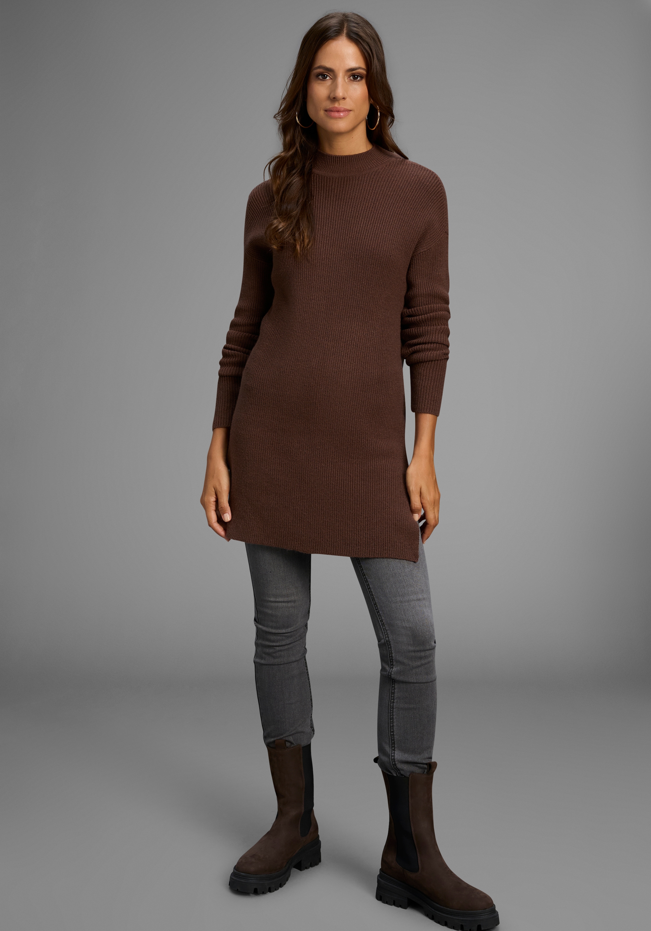 Laura Scott Pull à col montant kuscheliger Winterstrick mit seitlichen Schlitzen - NEUE KOLLEKTION