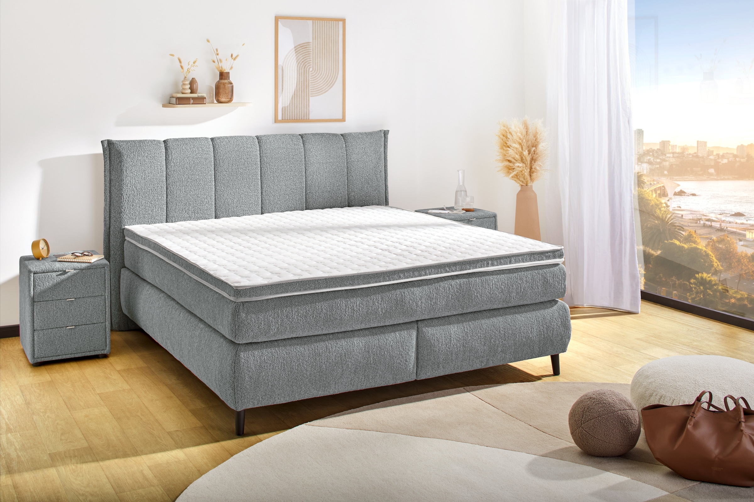 Jockenhöfer Gruppe Lit boxspring »Isabella, in 160x200cm oder 180x200 cm, Härtegrade wählbar« incl. matelas TTFK 7 zones et surmatelas en mousse froide