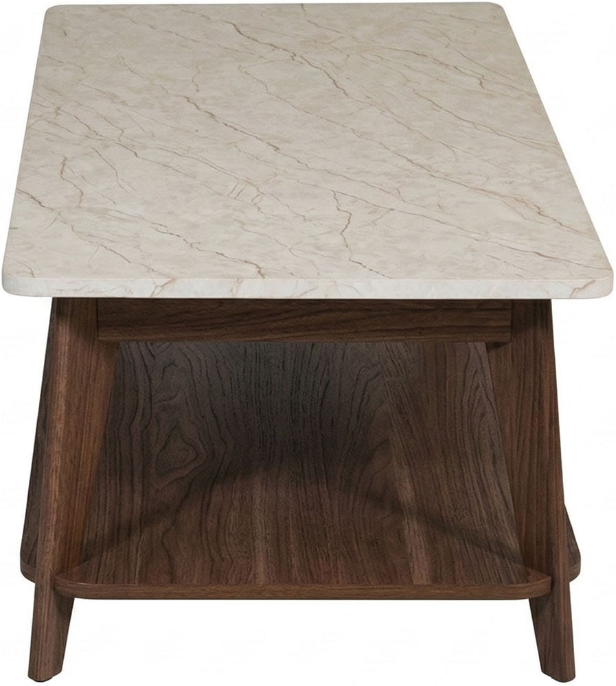 Jahnke Table basse »SIXTY COFFEE« table basse, 2 niveaux, style scandinave, aspect noyer et marbre, largeur : 110 cm