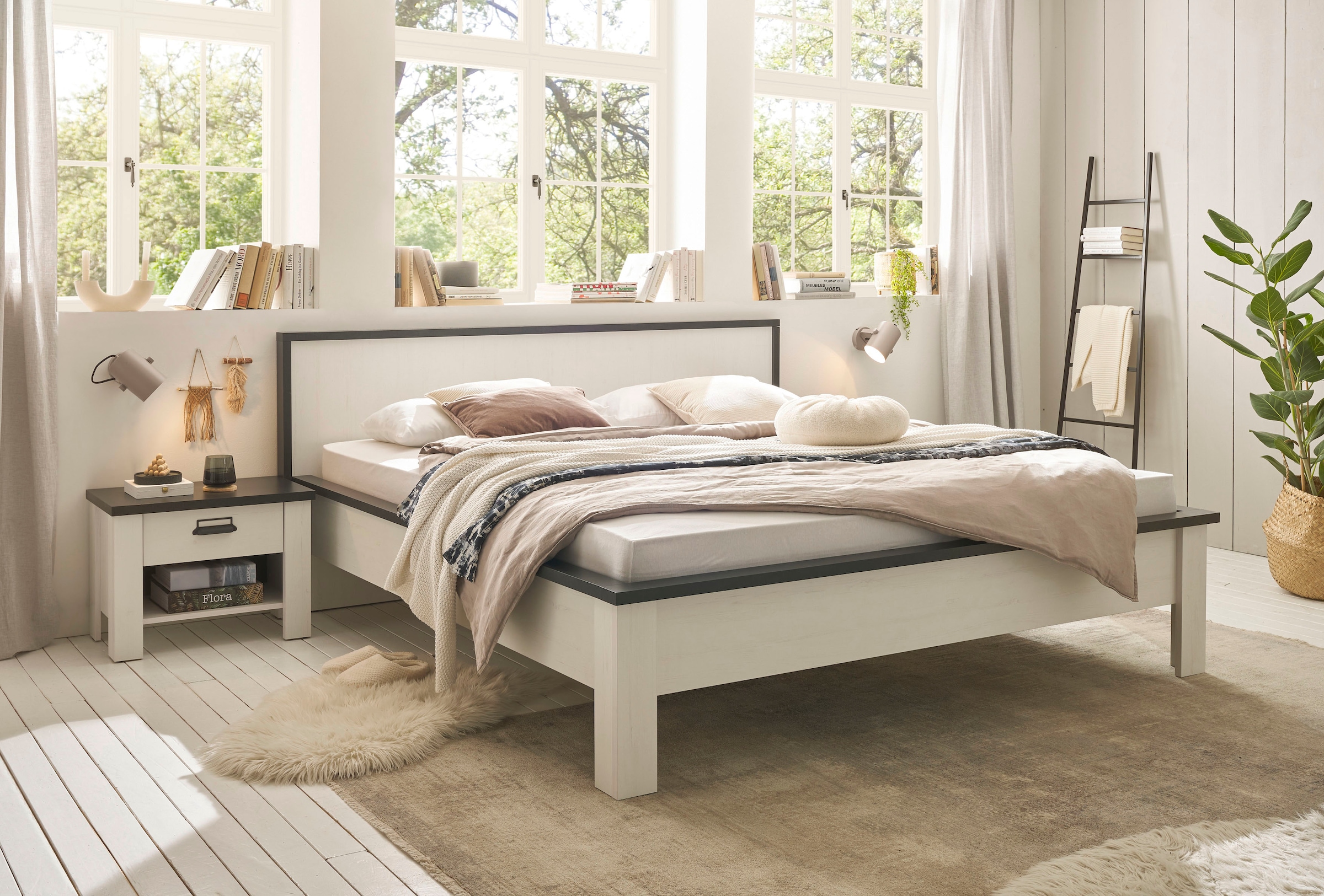 Home affaire Ensemble de lit »SHERWOOD« 3 cuis tlg. Liegefläche Bett 180x200cm, 2 Nachttische mit jeweils 1 Schublade