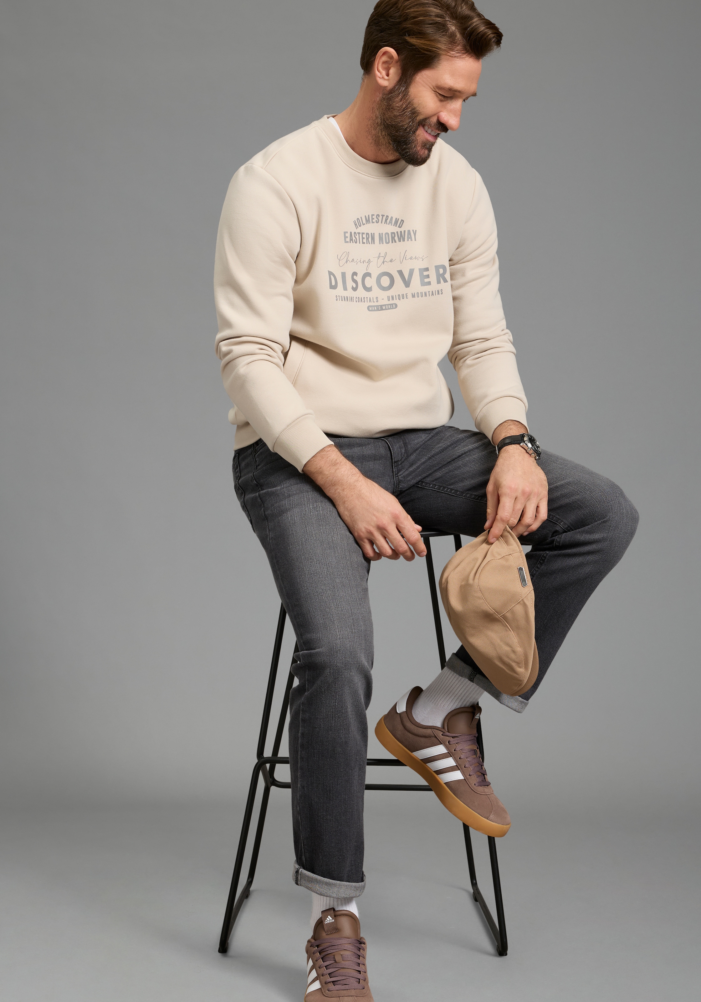 Man's World Sweatshirt , mit Eingrifftaschen, Rundhalsausschnitt, Langarm-Design
