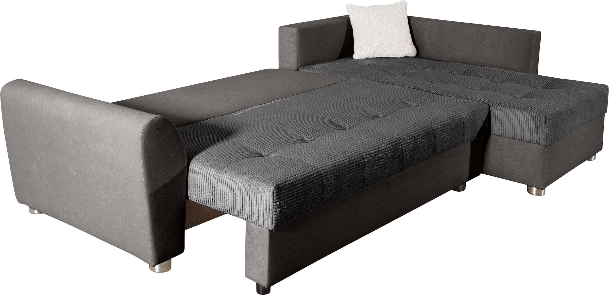 COLLECTION AB »Jana XL L-Form, B: 250 cm« Fonction couchage, coffre de lit et 1 coussin décoratif, ressorts ensachés