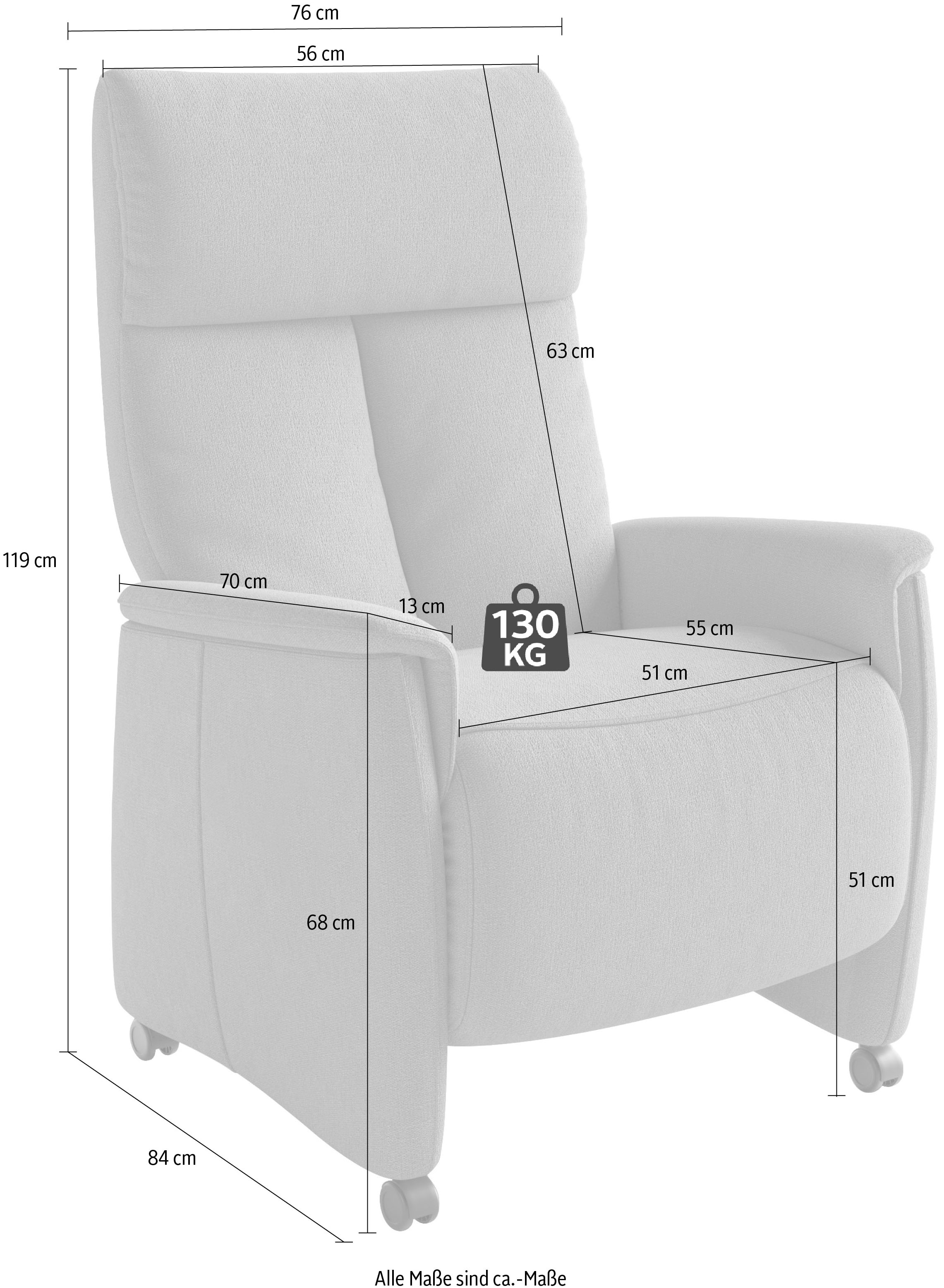 sit&more Fauteuil TV »Cremona Comfort« wahlweise manuell oder elektrischer Funktion mit Akku