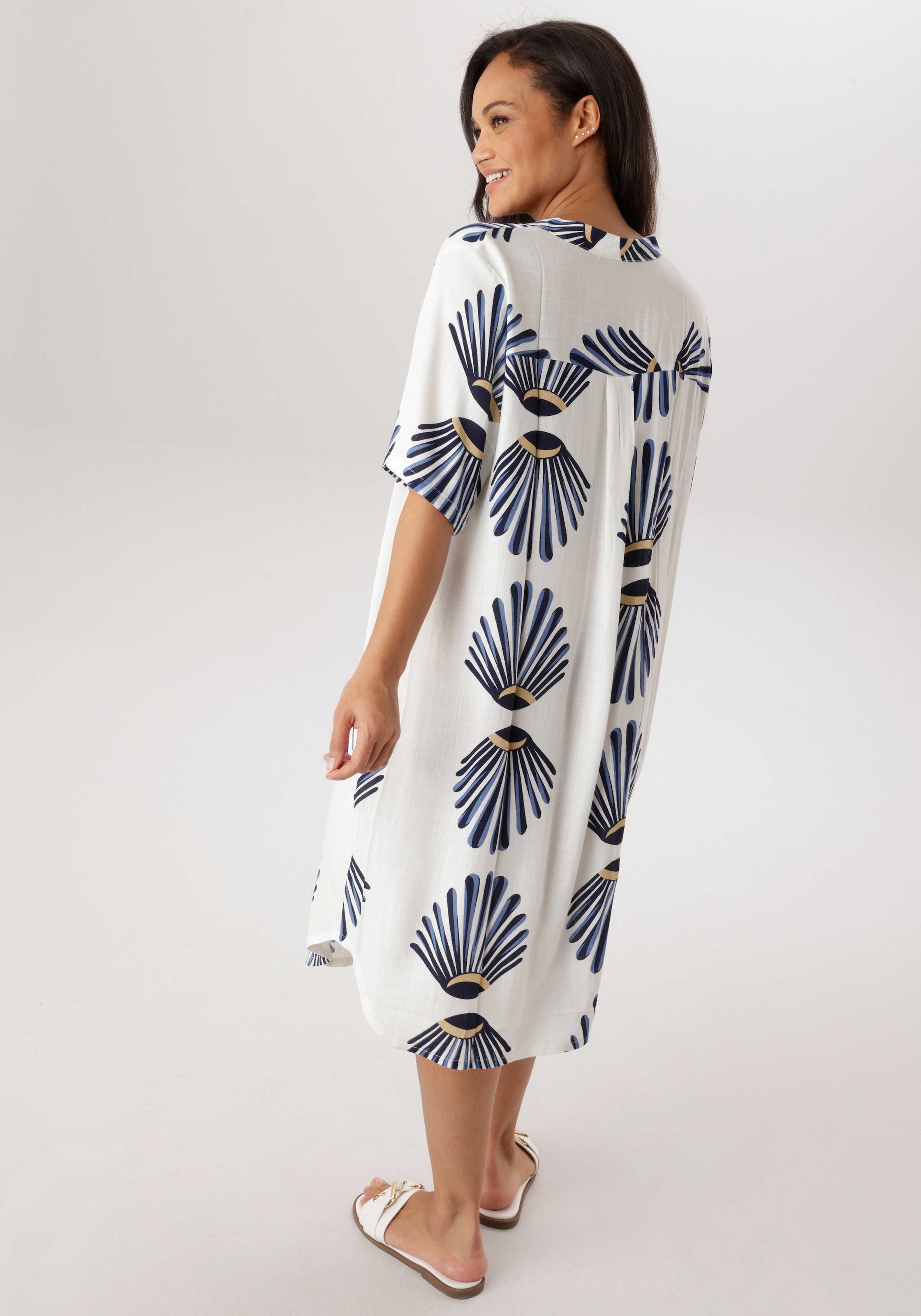 Aniston PLUS Robe chemisier aus weich fallender Viskose in Leinenoptik - NEUE KOLLEKTION