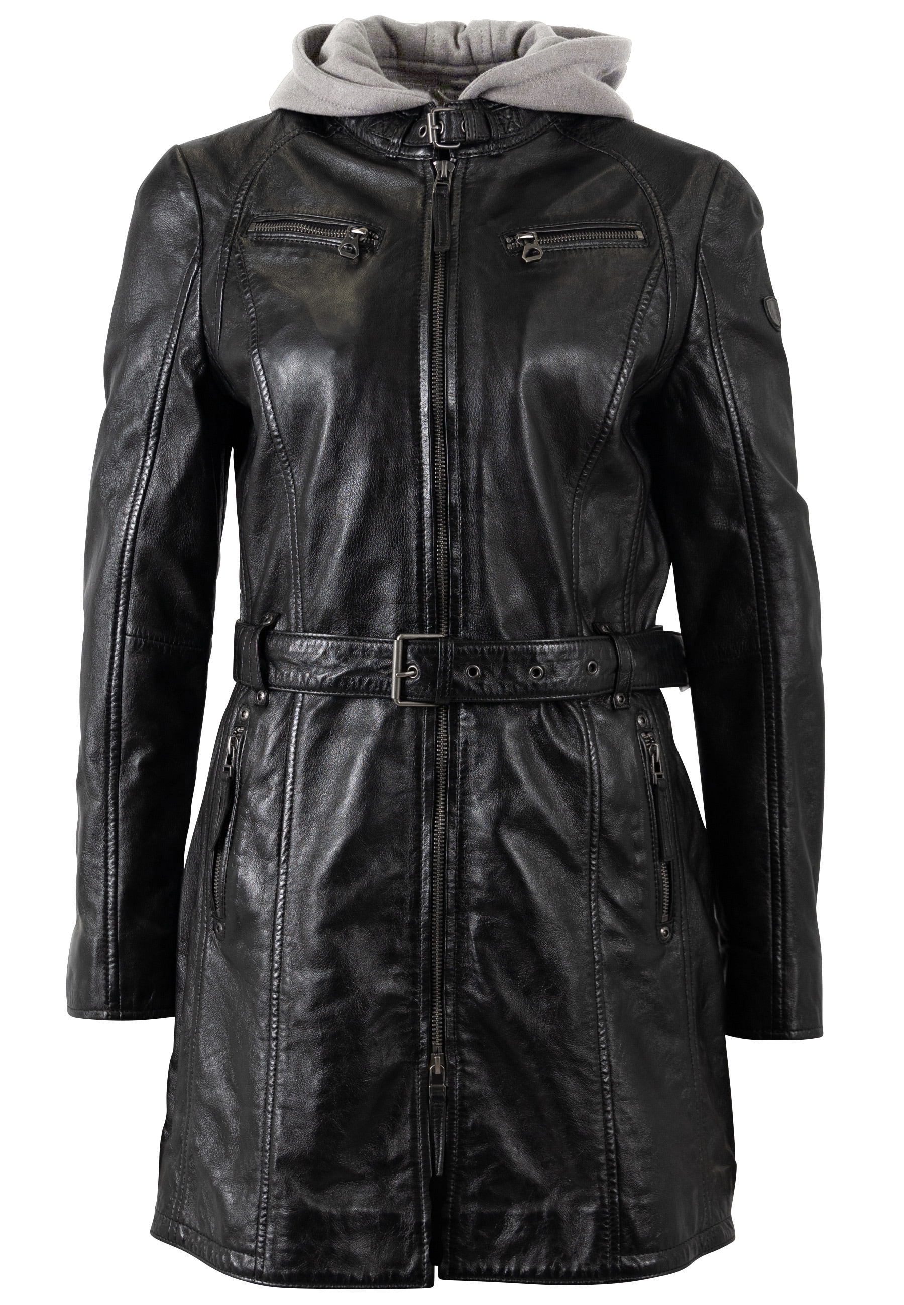 Mauritius Ledermantel »BENTE2« mit Gürtel,  lange Lederjacke mit Gürtel & abnehmbarem Kapuzen-Inlay