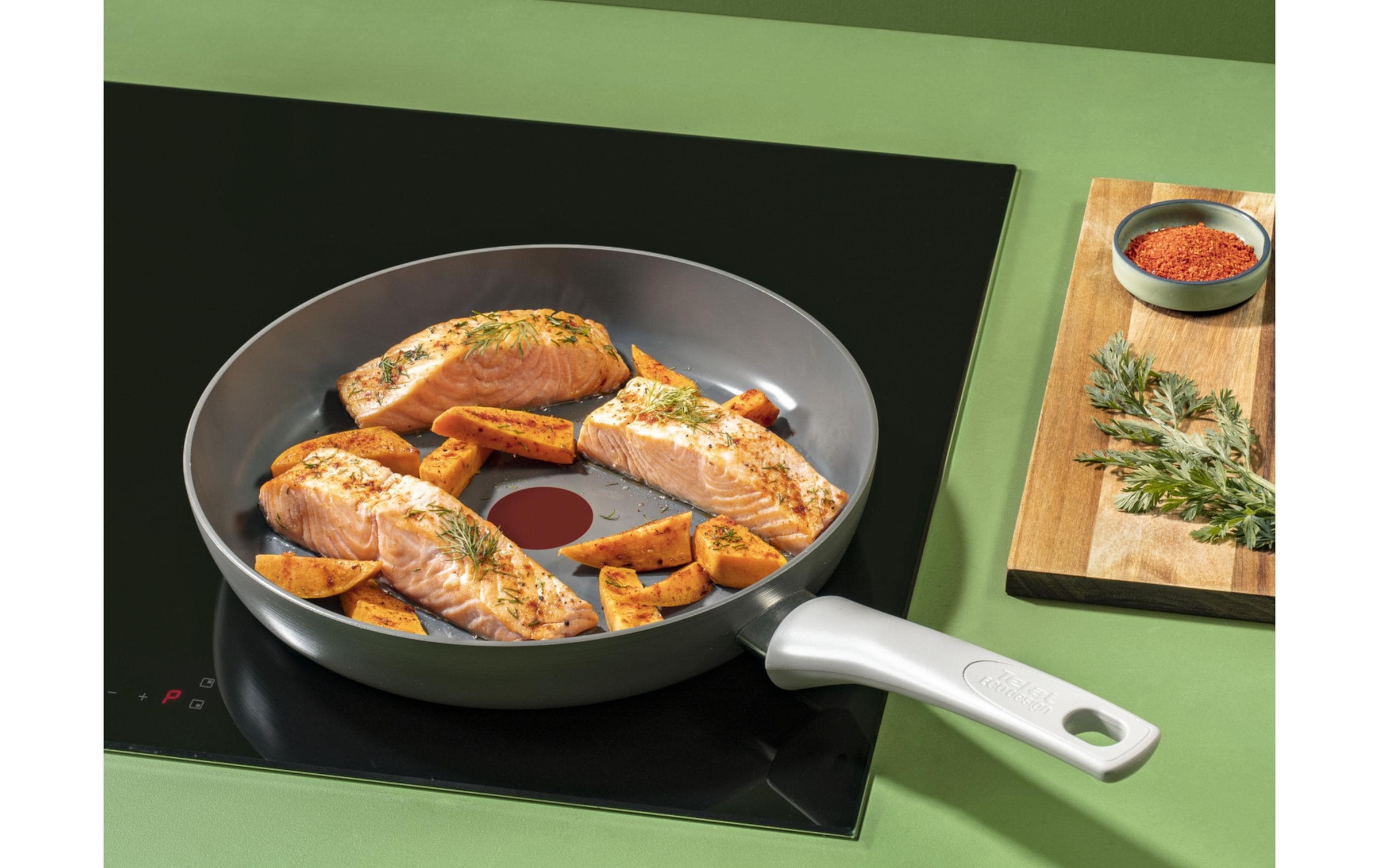 Tefal Bratpfanne »Renew On 20 / 24 / 28 cm« Aluminium 3 tlg. ratpfannenset aus recyceltem Aluminium mit Keramikbeschichtung