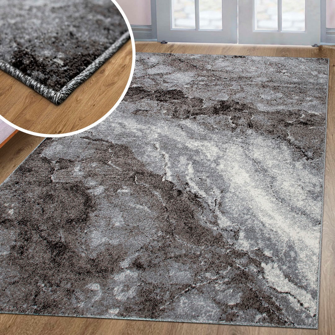 my home Teppich »Sonnenhang« rechteckig 9 mm Höhe mit besonders weichem Flor, Kurzflor, modernes Marmor Design