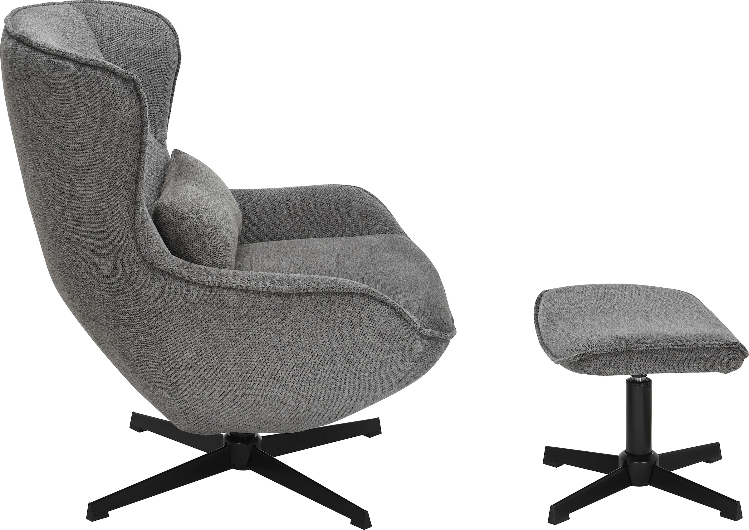 GOODproduct Fauteuil »YOLLI Relaxsessel, TV-Sessel mit Hocker« 360° Grad drehbar, Struktur-Bezug