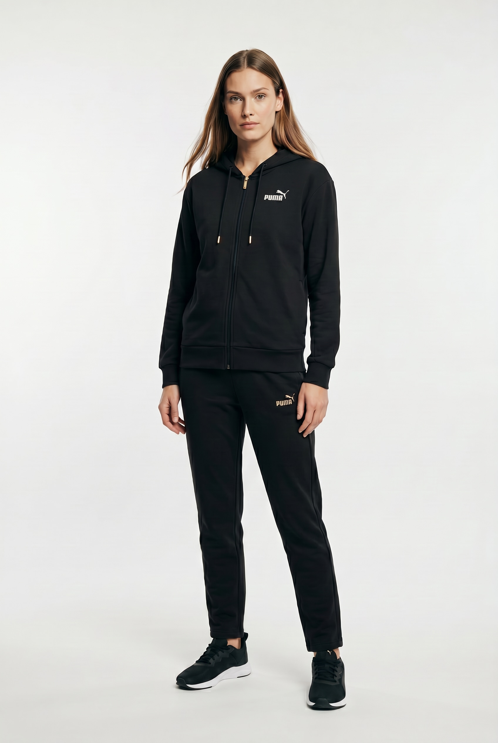PUMA Trainingsanzug »METALLIC HOODED STANDARD SWEAT SUIT FL OP« 2 mit Kapuze, in weicher Fleece-Qualität