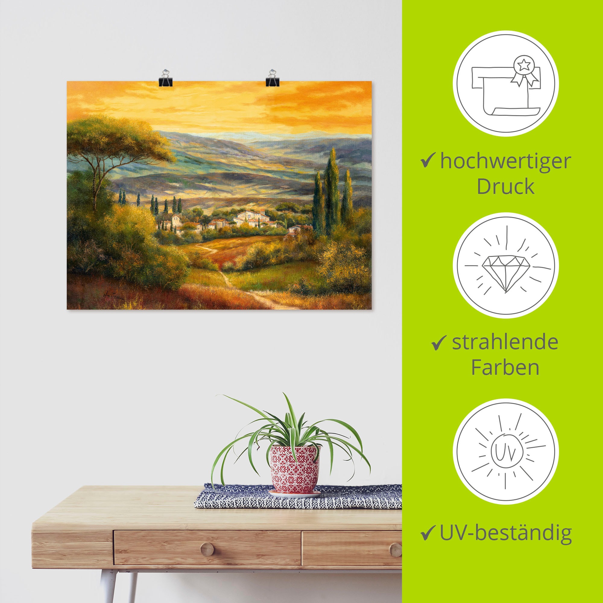 Artland Wandbild »Toskanatal« Europa 1 Stk. tlg. als Leinwandbild, Poster in verschied. Grössen