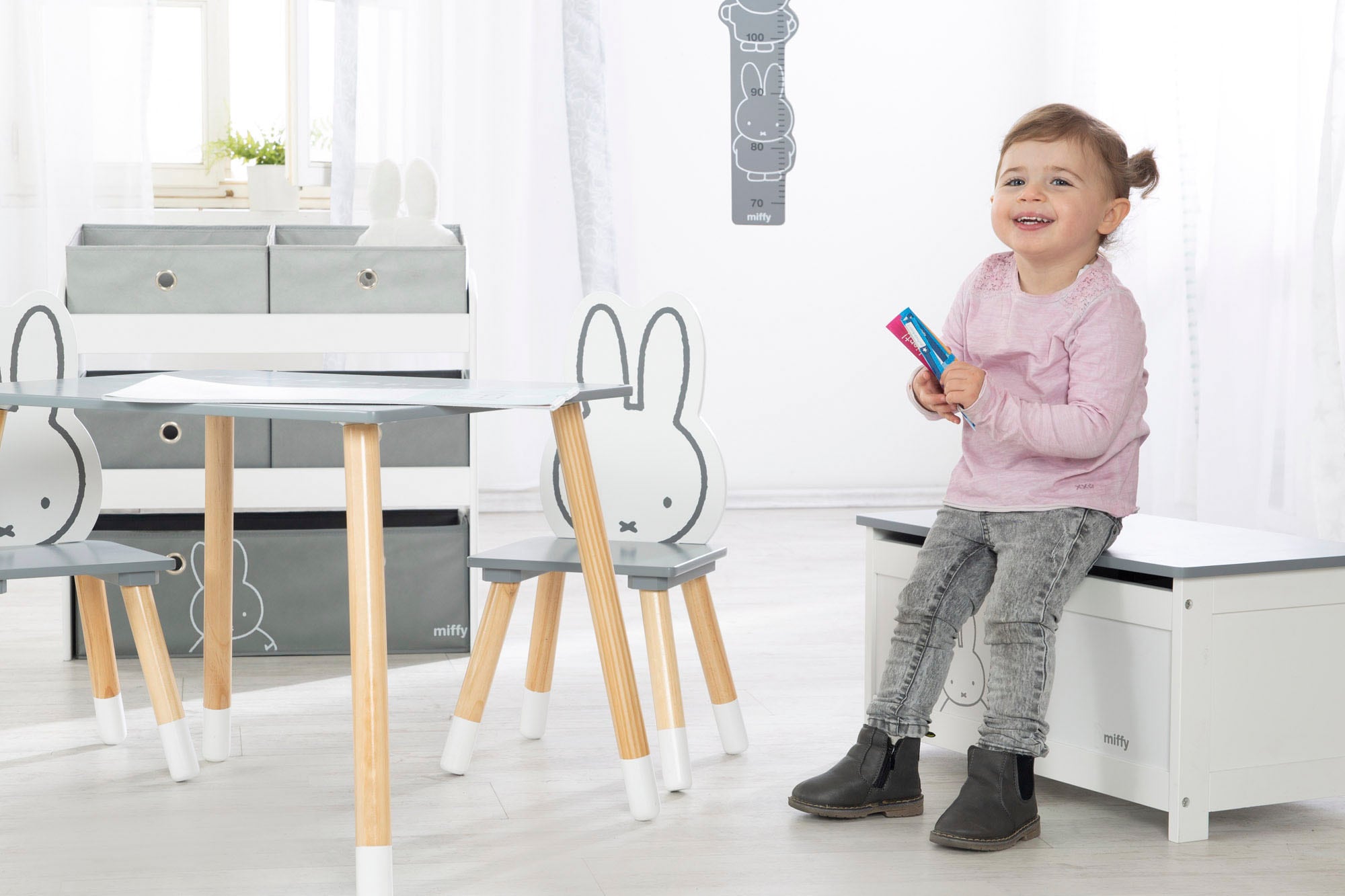 roba® Kinderregal »miffy®, grau« inklusive 5 Stoffboxen in 2 Grössen