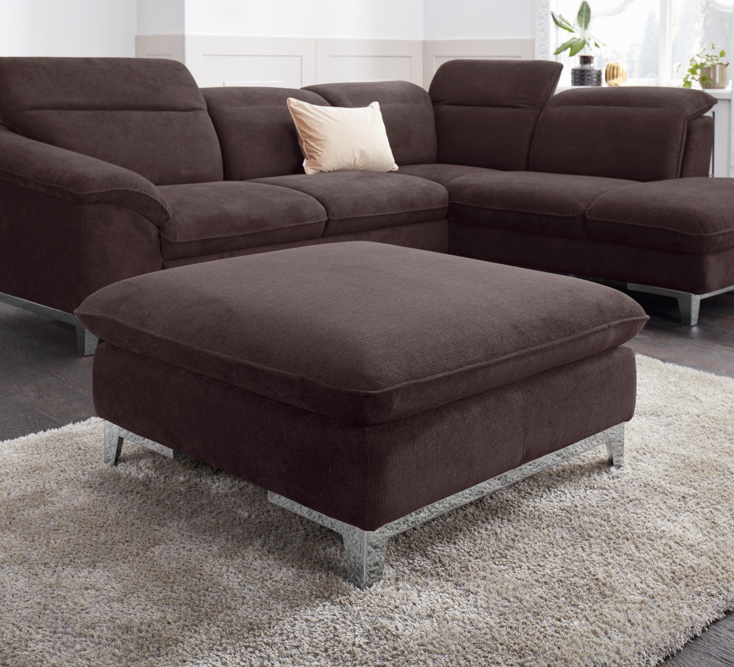 COTTA Ensemble rembourré »Teresa L-Form« Set,  Set bestehend aus: Ecksofa mit Kopfteilverstellung & Hocker