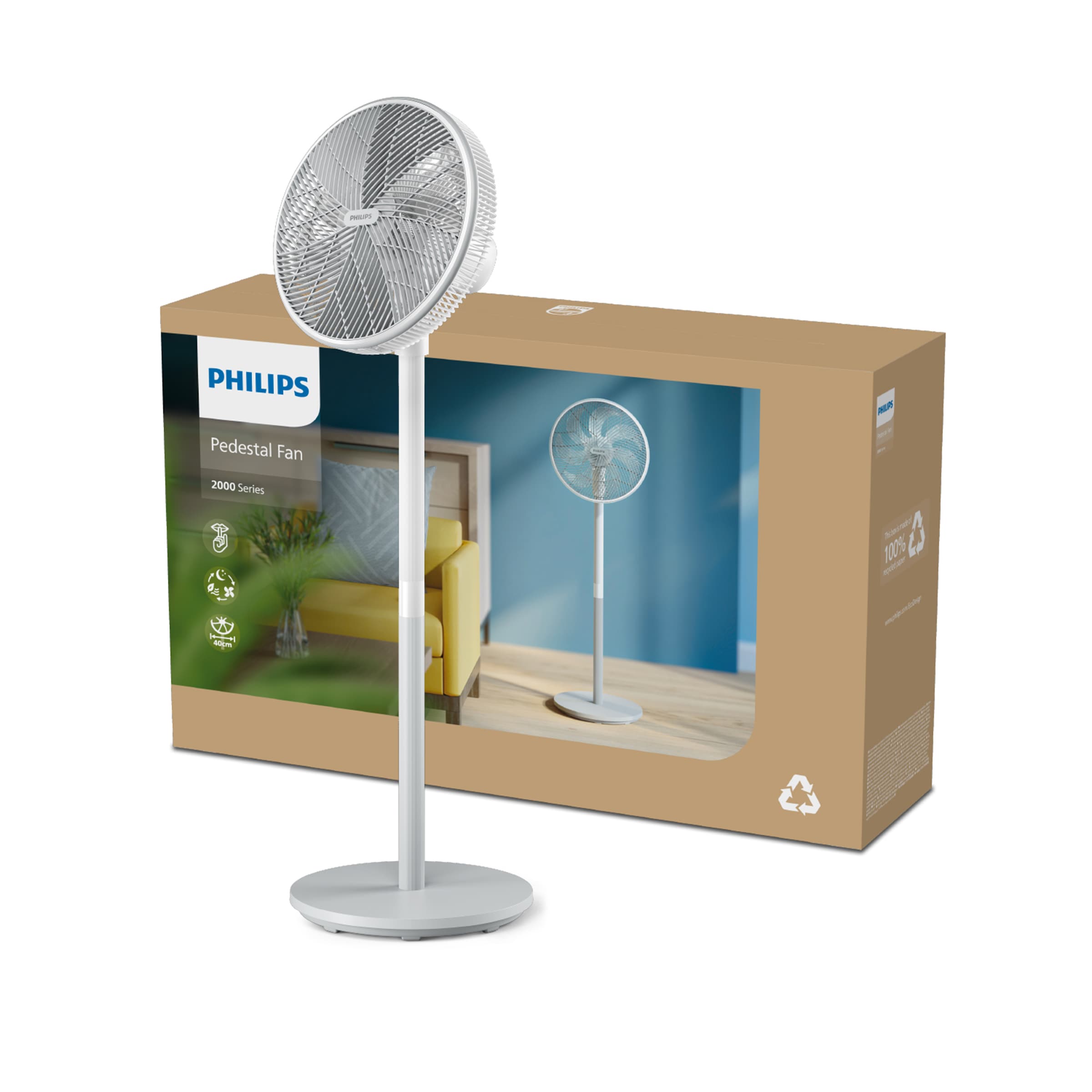 Philips Standventilator »CX2550/00 Serie 2000, mit extrem leiser SilentWings-Technologie, 19 dB« 2-in-1-Tisch- & Standventilator, neig- & drehbar, elegantes Design