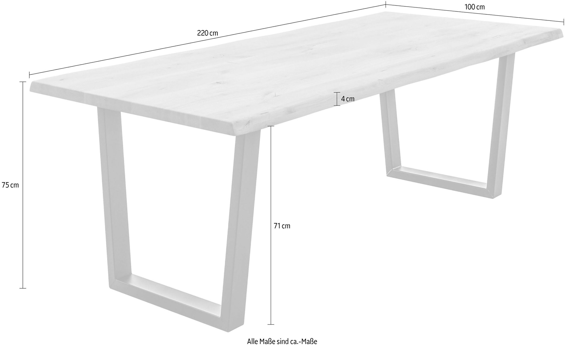 Stolkom Table de salle à manger »Benny« chêne massif, table avec bord naturel