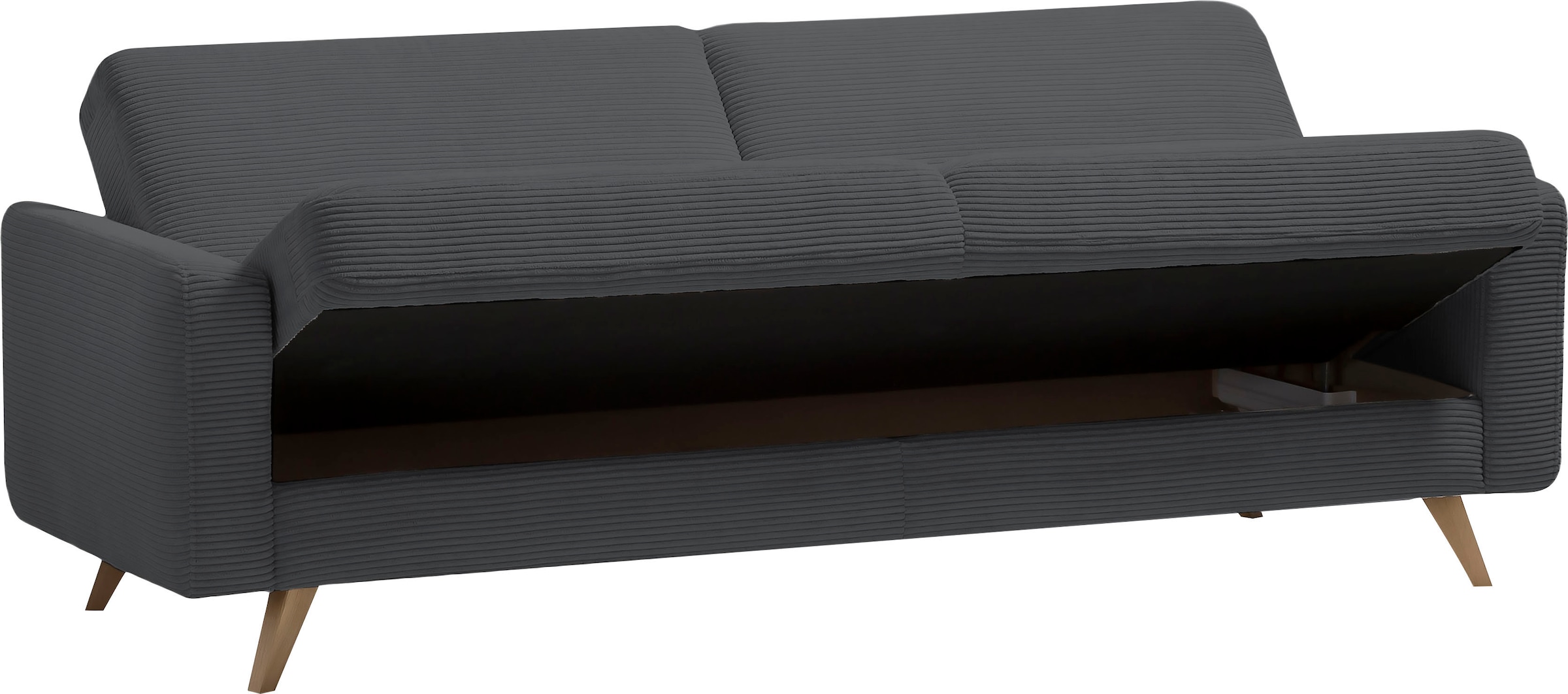 exxpo - sofa fashion 3-places »Samso, elegant und bequem, aktueller Cord Bezug, Kippcouch« hochwertige Verarbeitung, Schlafsofa inkl. Bettfunktion und Bettkasten