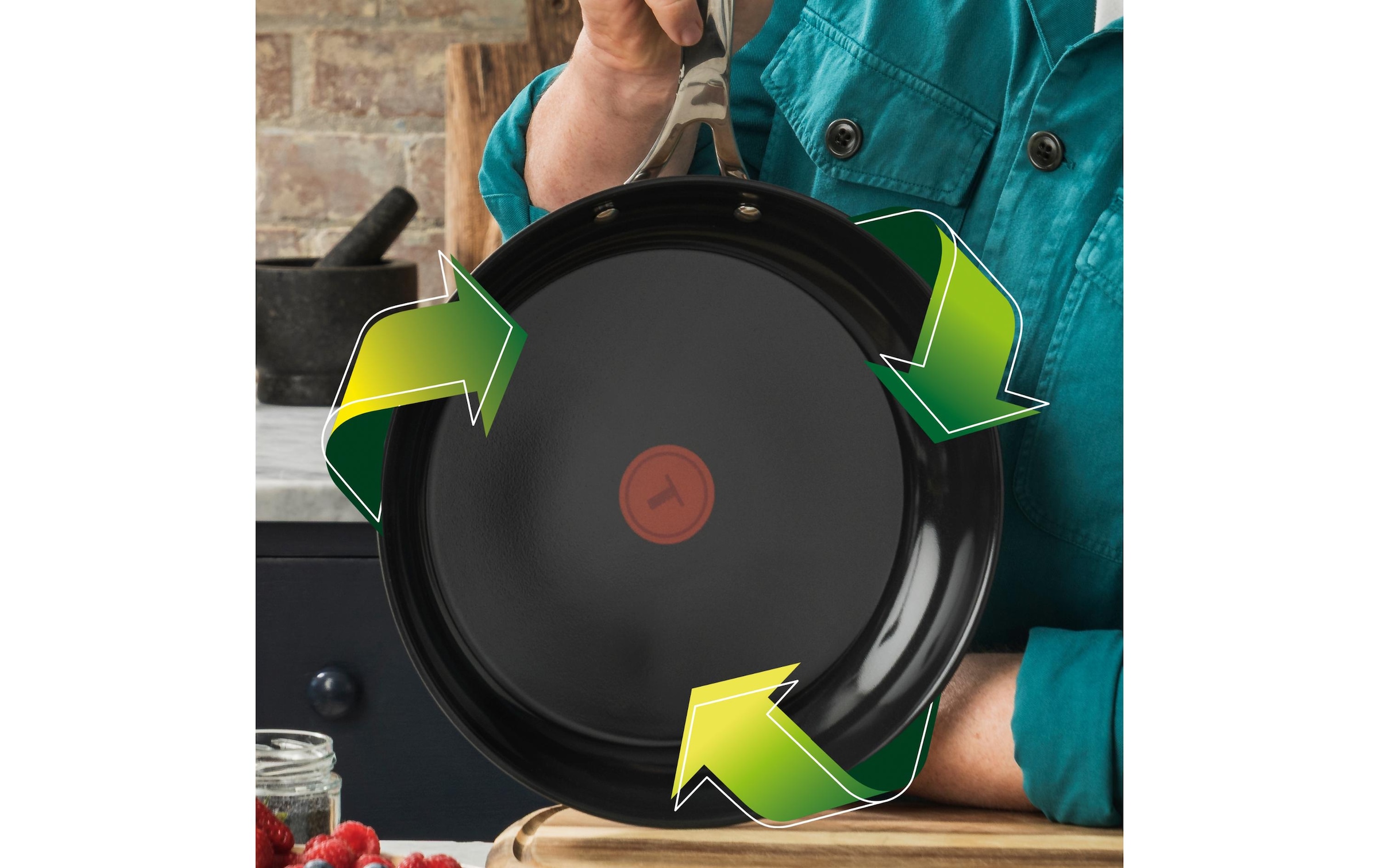 Tefal Poêle à frire »Jamie Oliver Smart Cook« Edelstahl Set, 2 tlg. Antihaftbeschichtete Keramikoberfläche, Thermo-Spot, Induktion