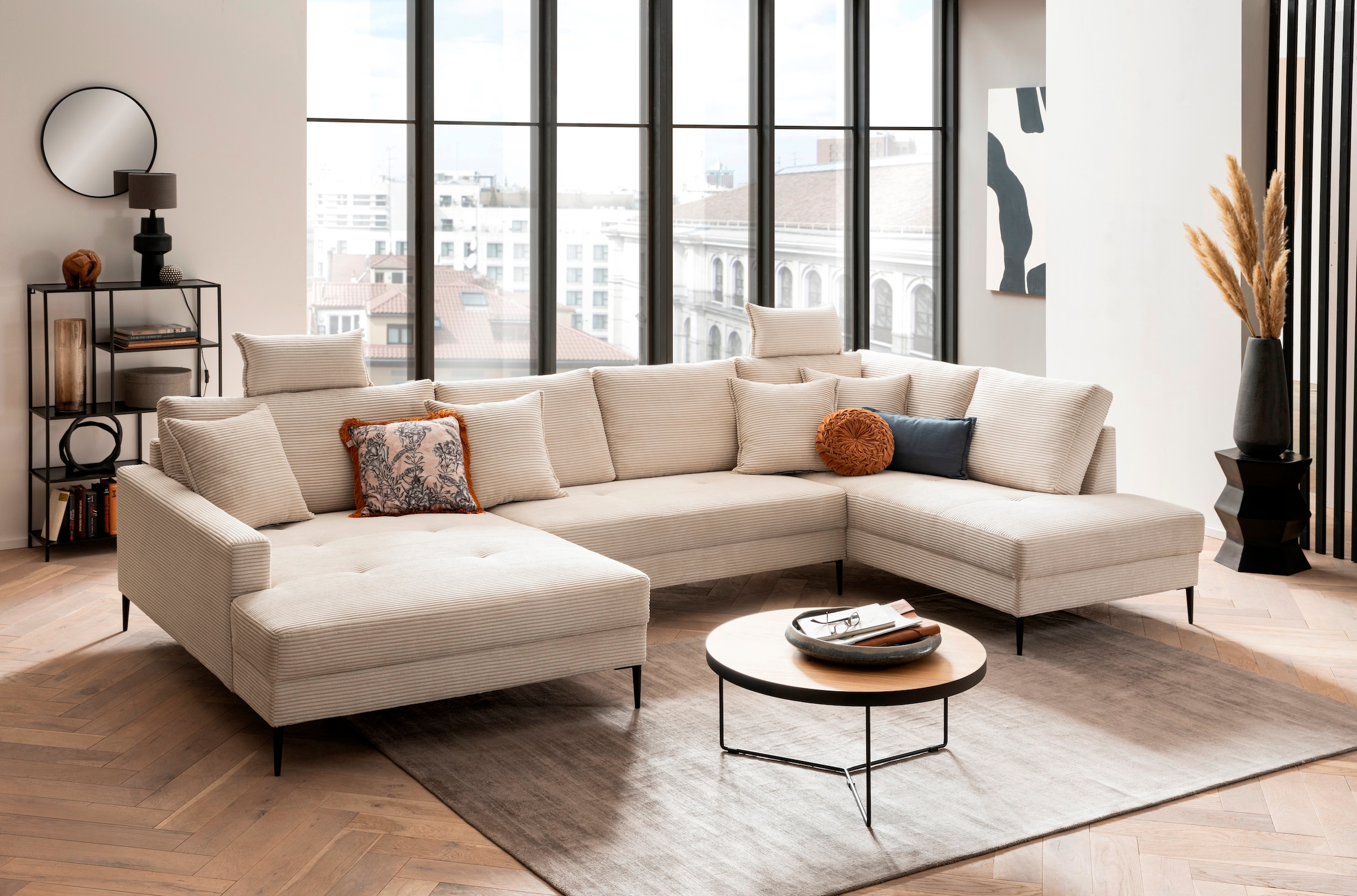 Trends by HG Canapé d'angle »Summer« in Cord-Stoff mit Metallfuss