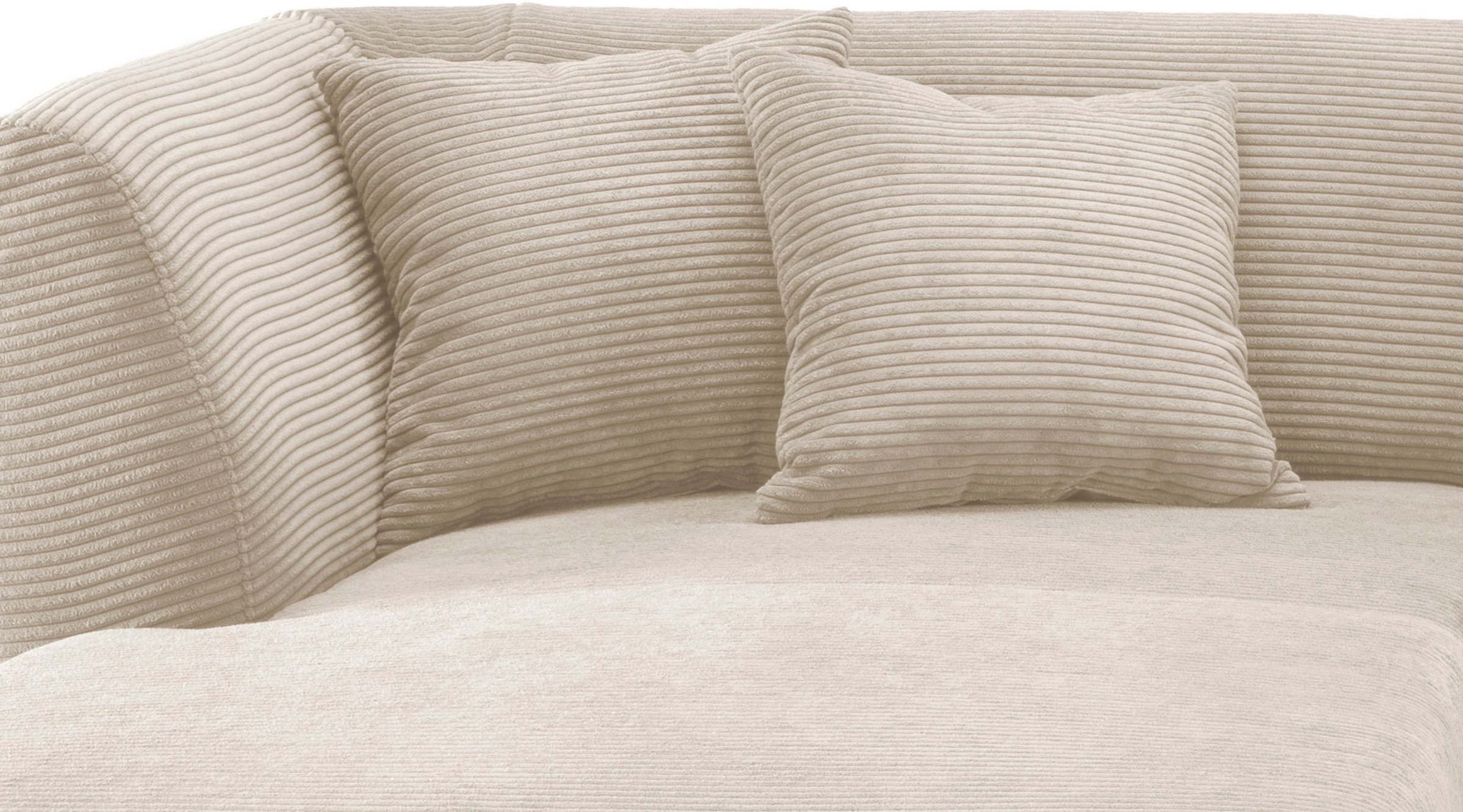 Home affaire Canapé d'angle »Colori Polstermöbel mit zeitlos eleganter Rückenführung. L-Form« Holzfussfarbe wählbar, inkl. 4x Zierkissen