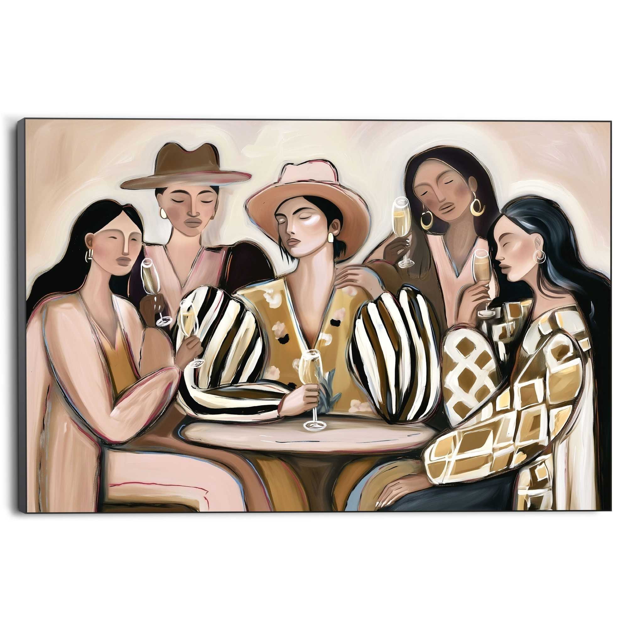 Reinders! Tableau mural XXL »Gute Gesellschaft« Personnes 1 cuis tlg. Cuisine - Beige - MDF - Femmes - 140x100 cm