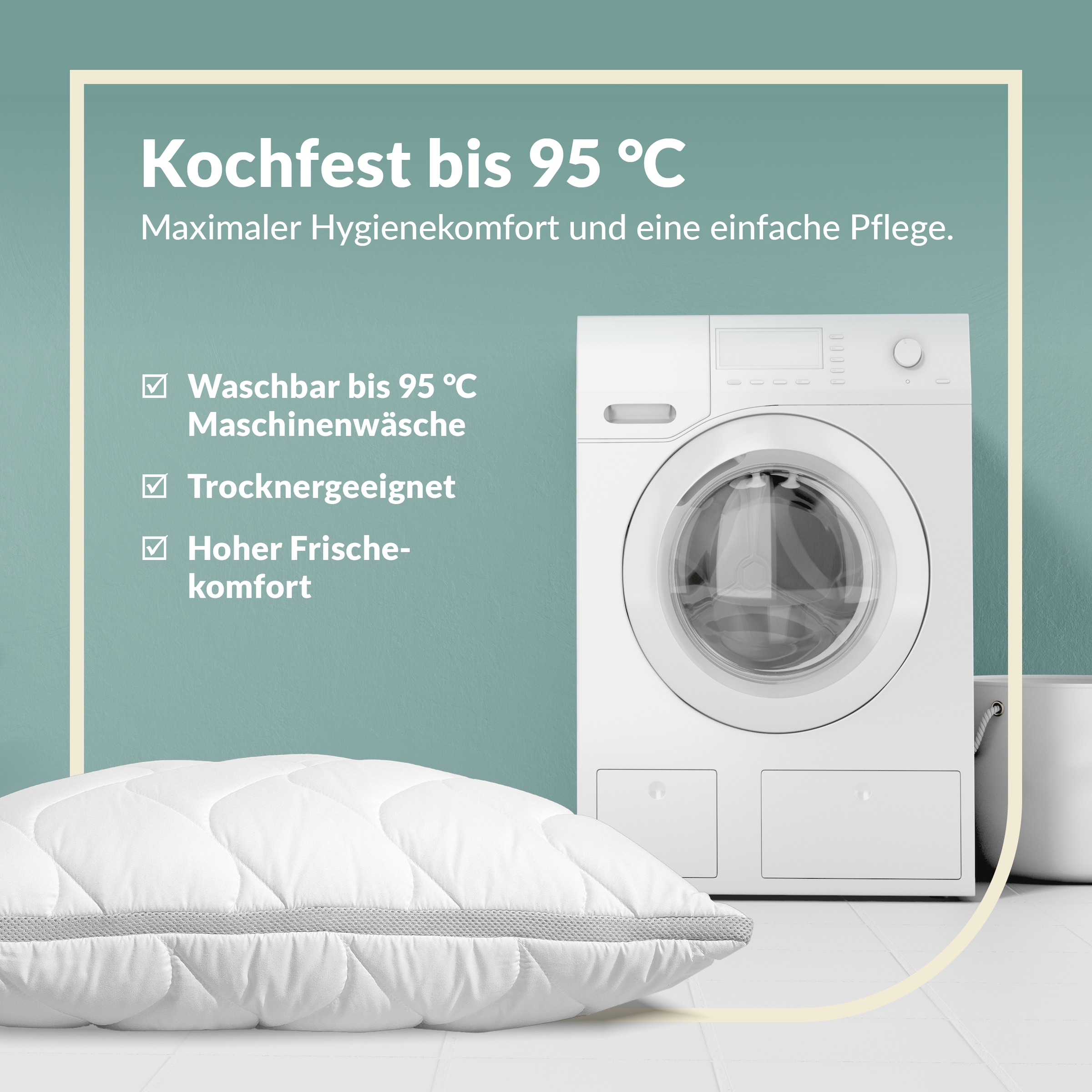 fan Oreiller en microfibre »Climacontrol® II m. Baumwollbezug« 1 cuis tlg. Oreiller en microfibre avec bande d’aération, disponible en 40x80 ou 80x80 cm