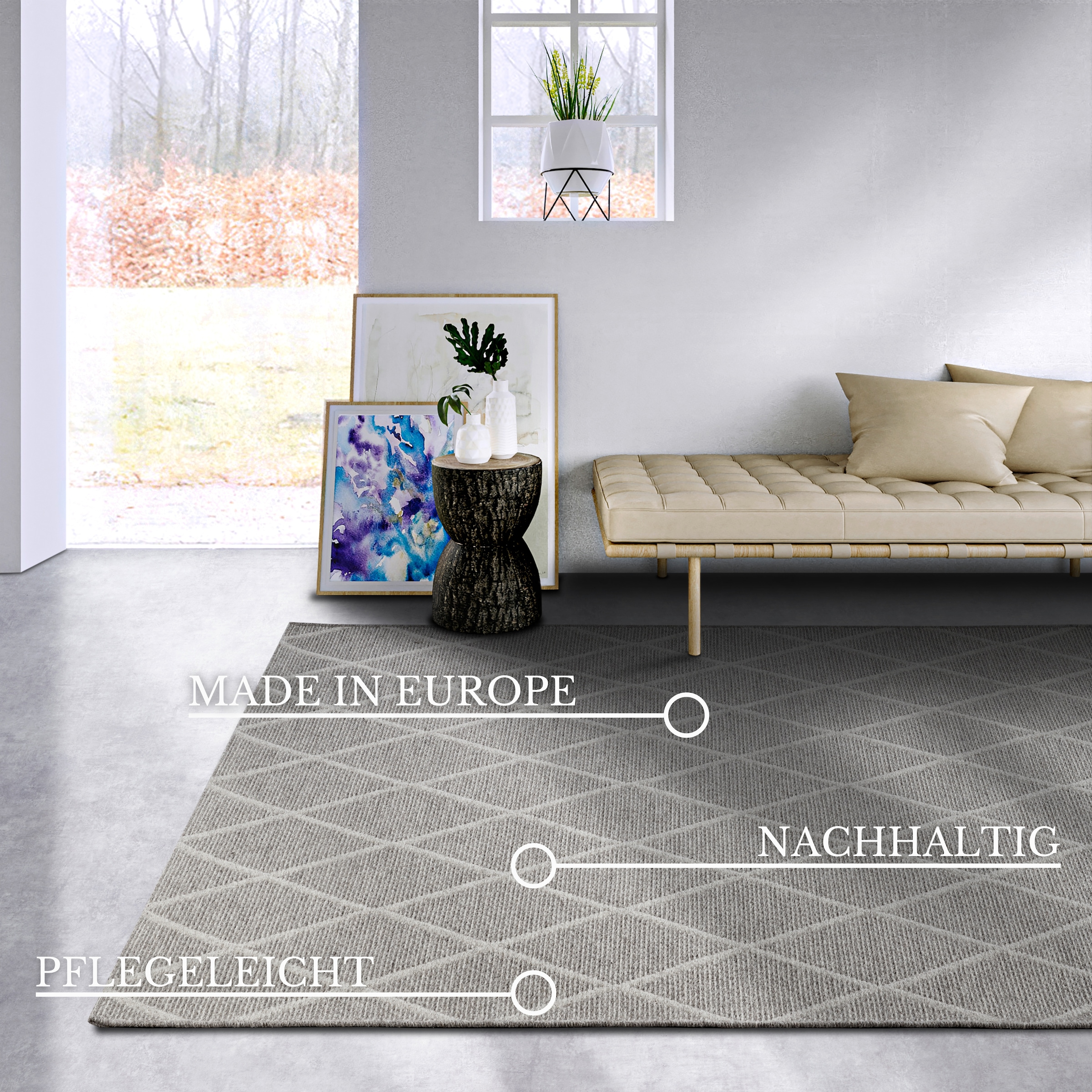 Villeroy & Boch Tapis en laine »Maria« Rectangulaire 5 mm Höhe Schurwolle, Wolle, Natur, Wohnzimmer, Schlafzimmer, Boho, Skandi