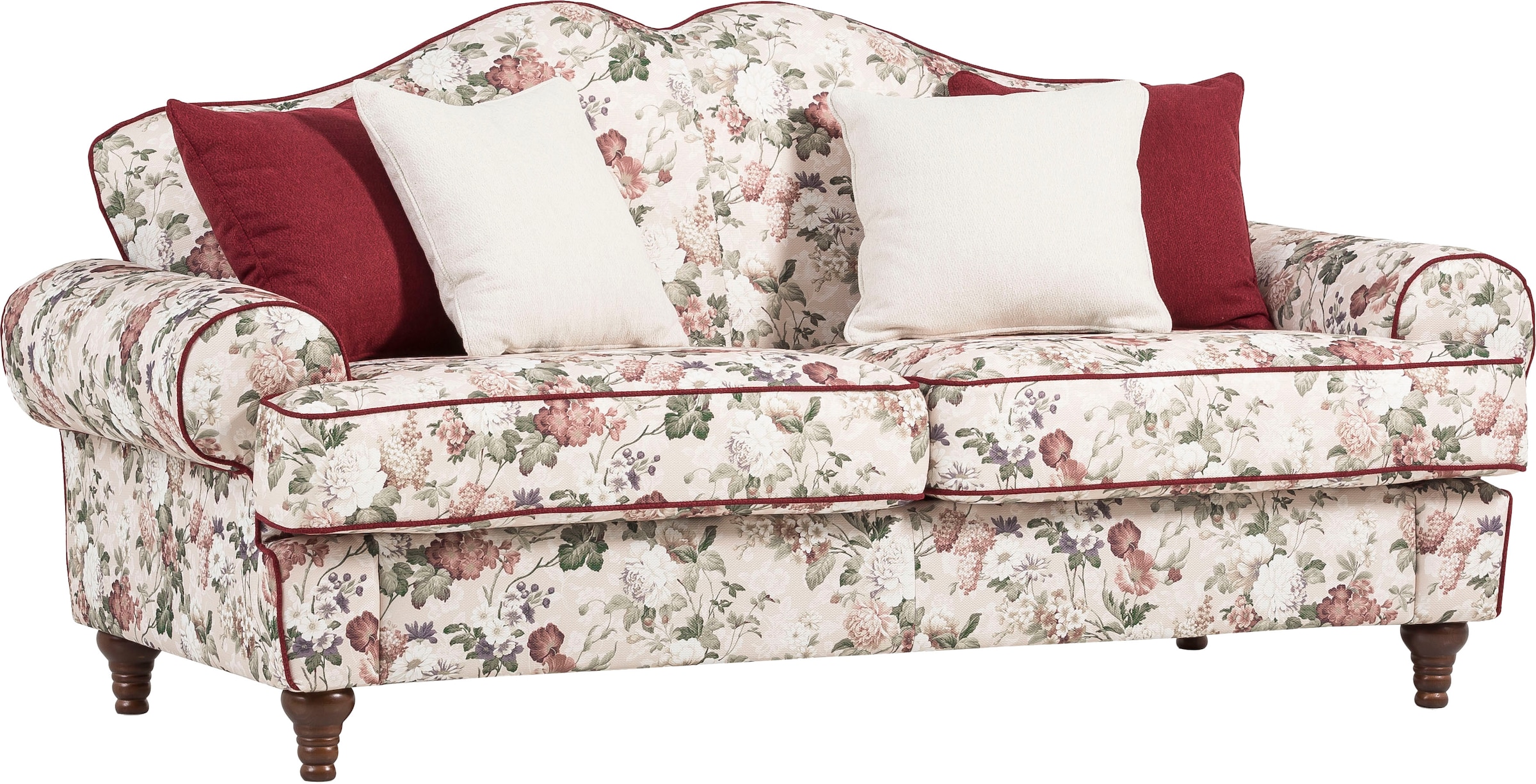 Home affaire 3-places mit 4 Zierkissen, mit gedrechselten Füssen aus Holz