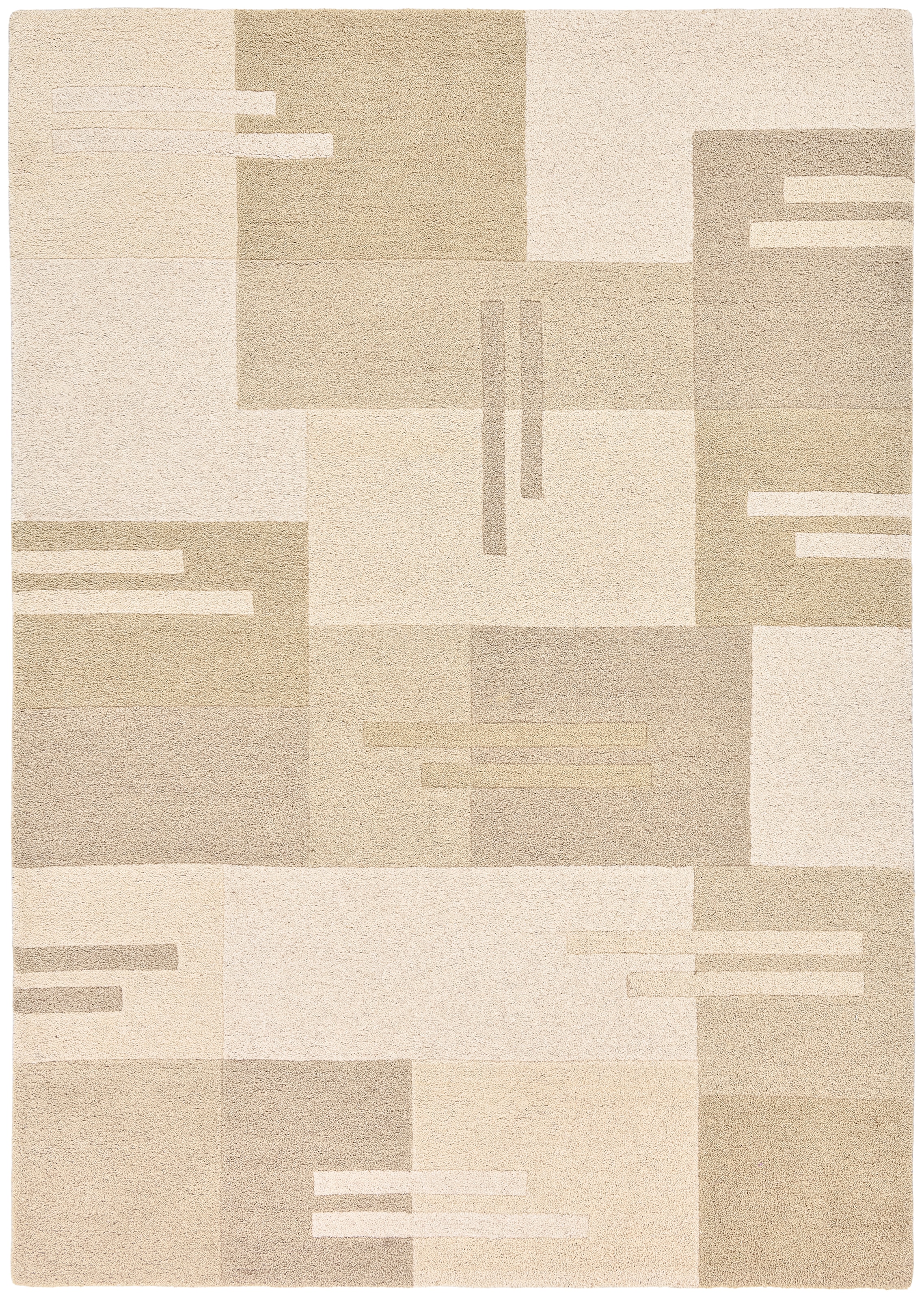 THEKO Tapis en laine »Gabbeh Kästchen, Patchwork Design, reine Wolle« Rectangulaire 14 mm Höhe Tons naturels, salon, chambre à coucher, salle à manger