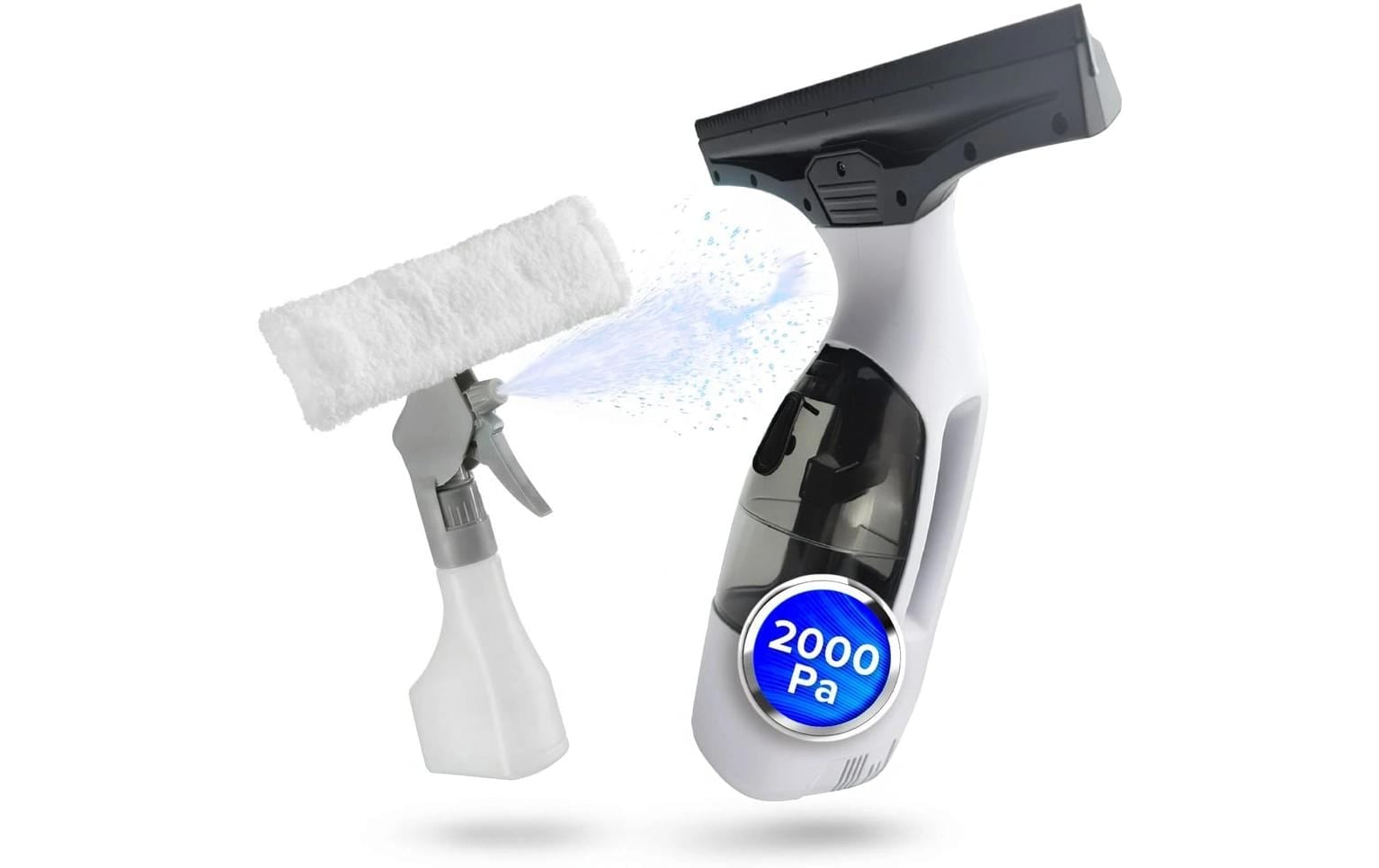 Lumaland Aspirateur de vitres sans fil »CLEANmaxx 3,7 V« nettoyeur de vitres sans fil avec fonction d’aspiration