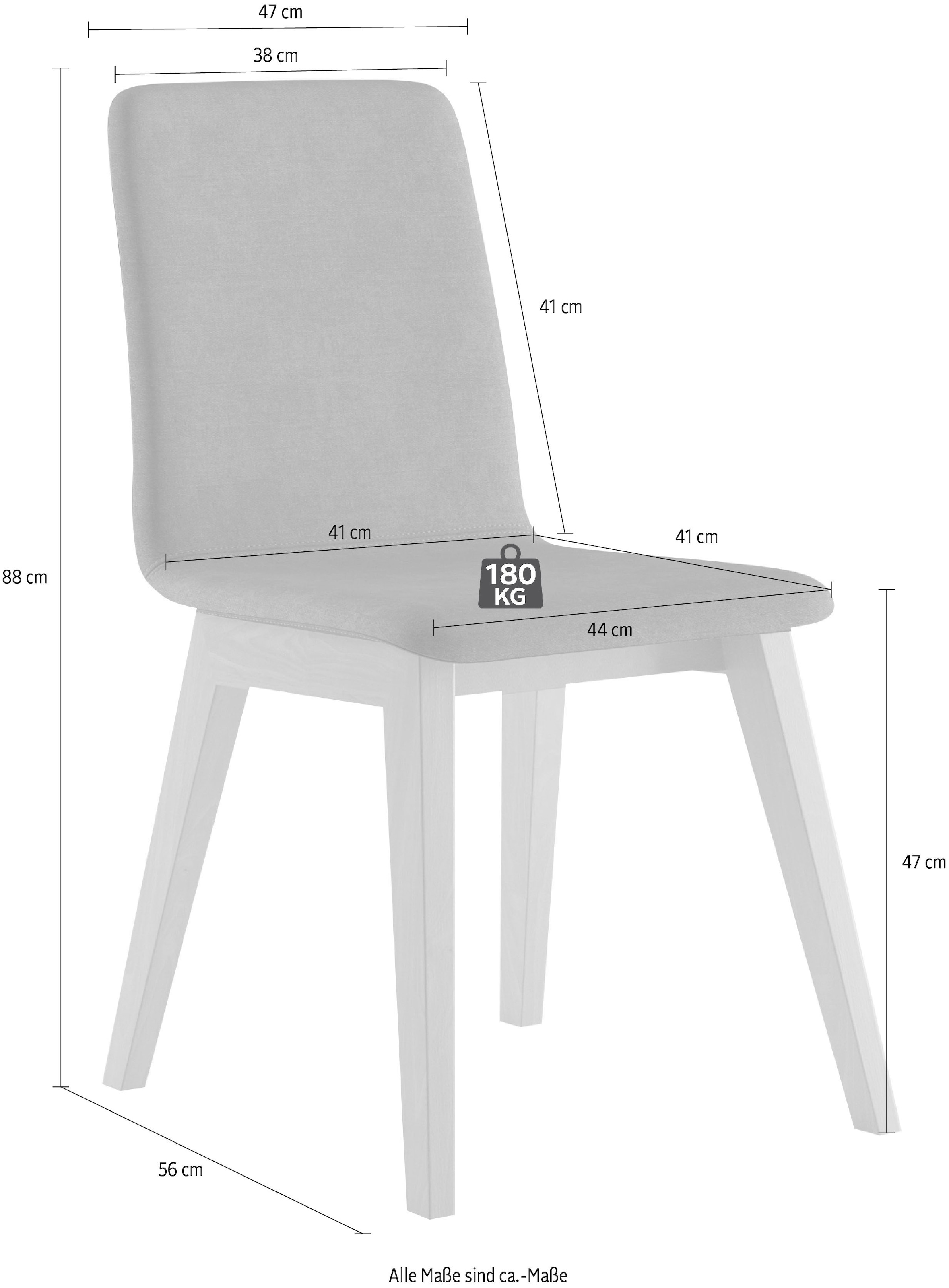 Home affaire Stuhl »Sandy« () 2 Stk.mit verschiedenen Stuhlbeinfarben und Farbvarianten, Sitzhöhe 47 cm