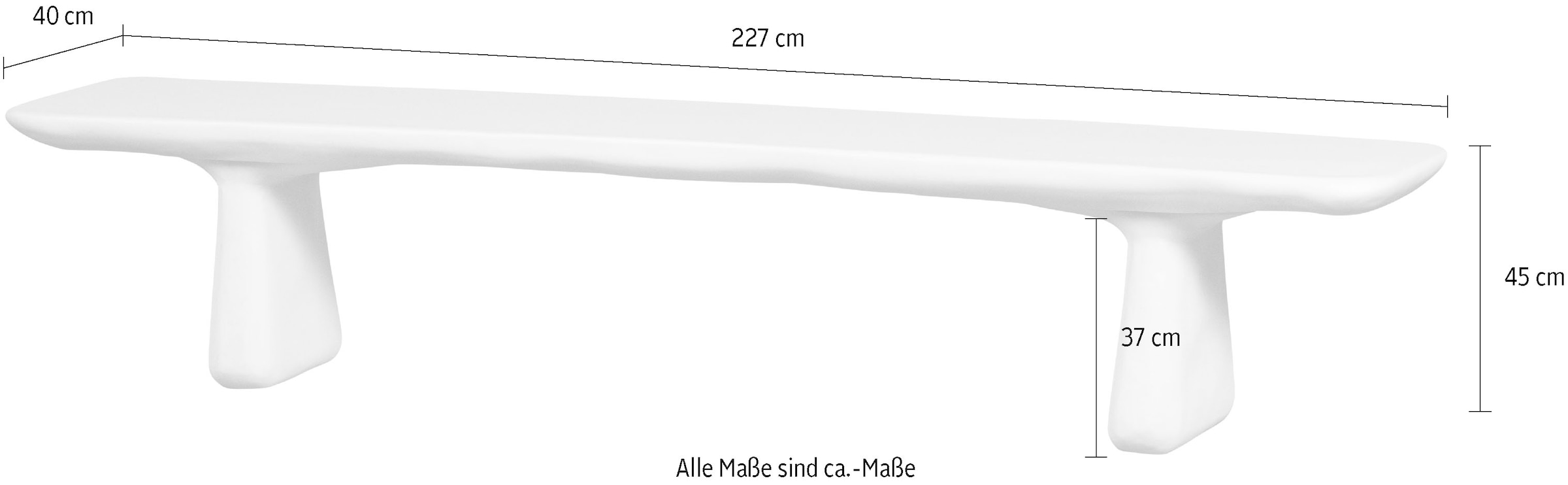 WOOOD Sitzbank »Loggia Fiber Reinforced Polymer organische Form H 45 x B 227 x T 40 cm« Tragkraft 350 kg, extrembelastbares material, für innen und aussen