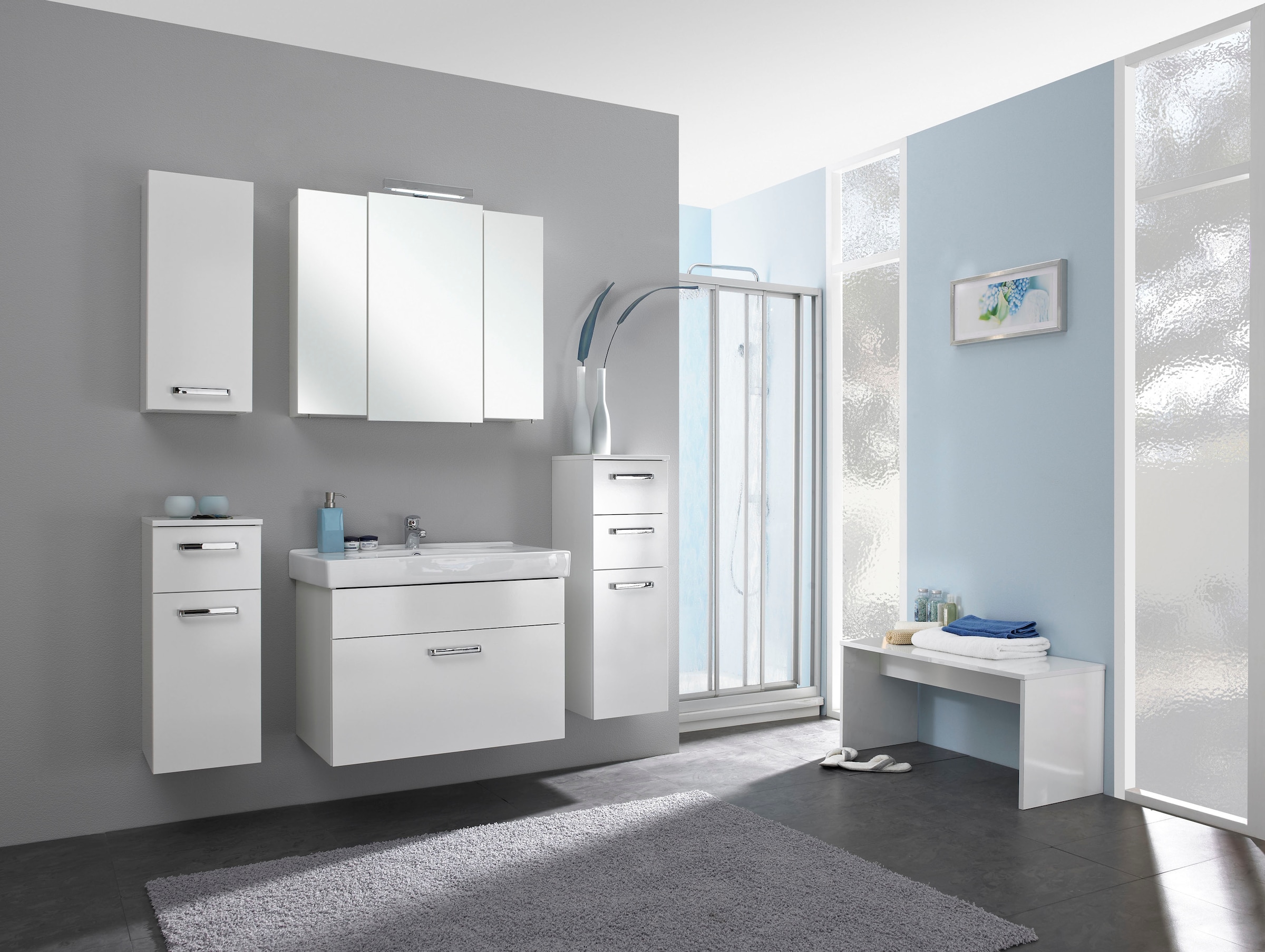 Saphir Armoire suspendue »Quickset Wand-Badschrank 25 cm breit mit 1 Tür und 2 Einlegeböden« armoire suspendue de salle de bain avec amortisseur de porte, poignées chromées brillantes