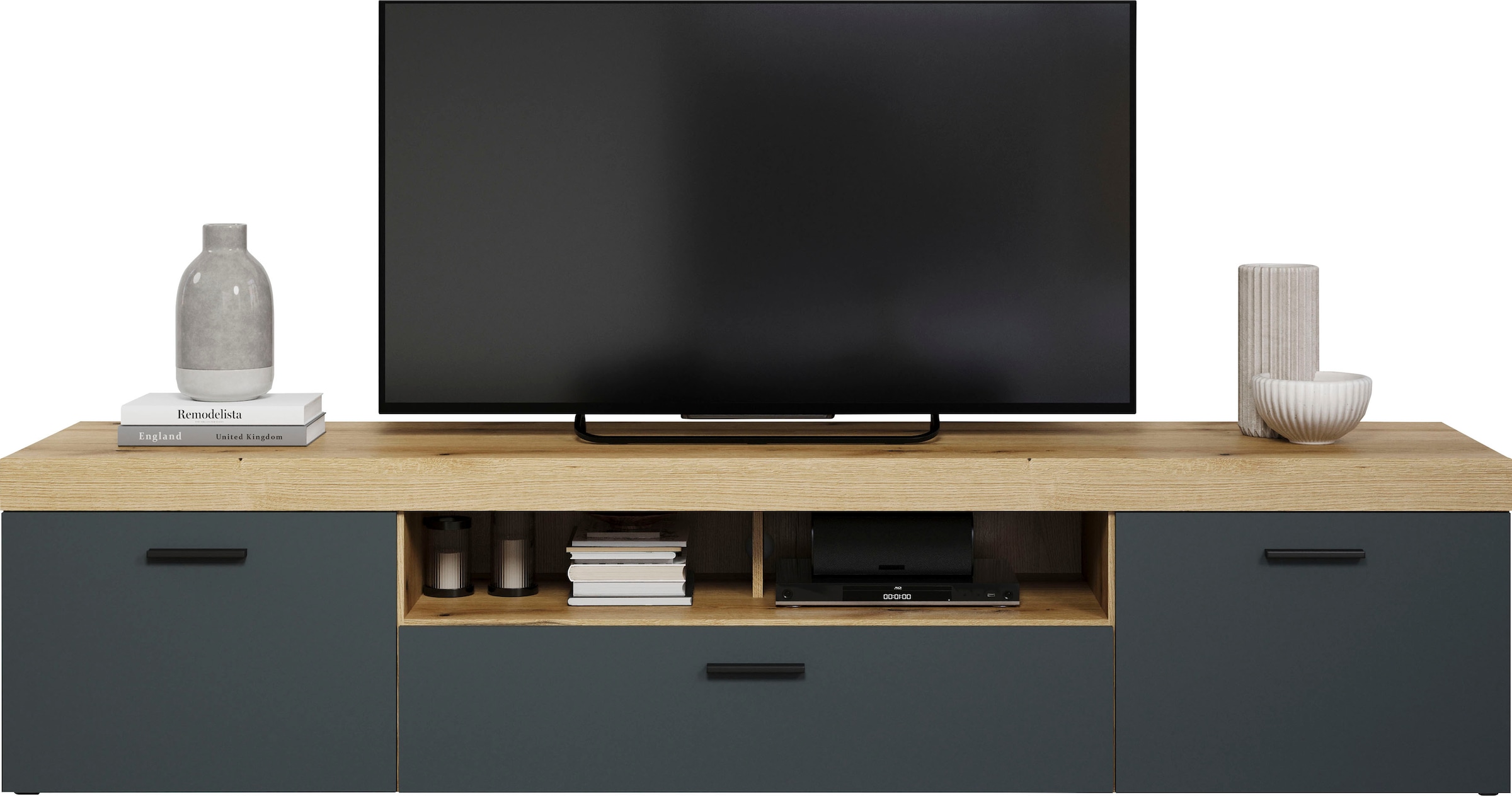 Home affaire Table basse »Tyler TV-Kommode« Packung, 1 cuis tlg. TV-Lowboard, Hirnholzapplikationen, Breite 230 cm