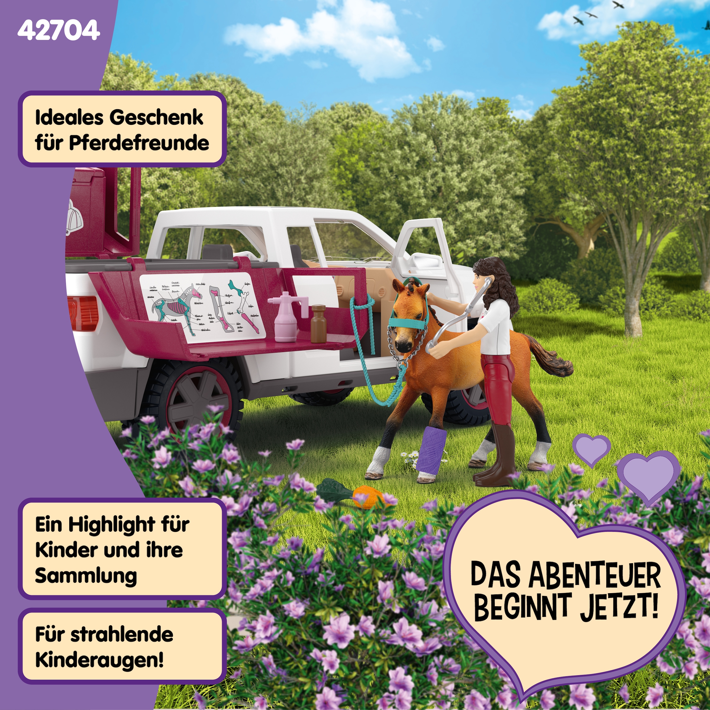 Schleich® Spielzeug-Auto »HORSE CLUB, Mobile Tierärztin mit Anhänger (42704)« Made in Europe