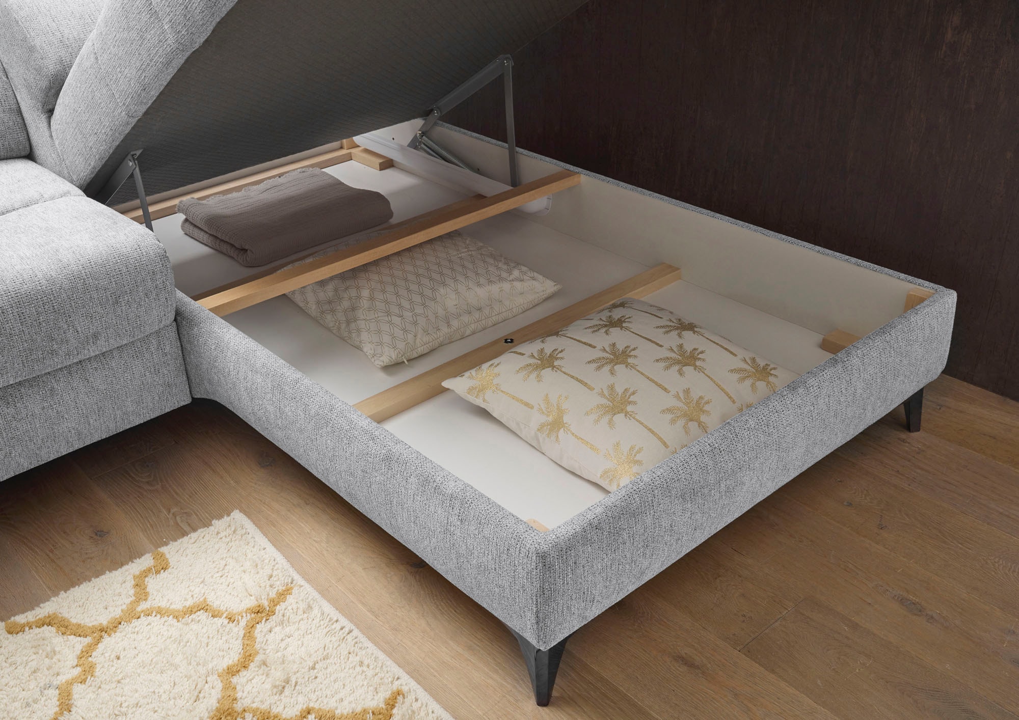 ED EXCITING DESIGN Ecksofa »Sydney L-Form« motorischer Sitztiefenverstellung, USB-Port & 2 Zierkissen