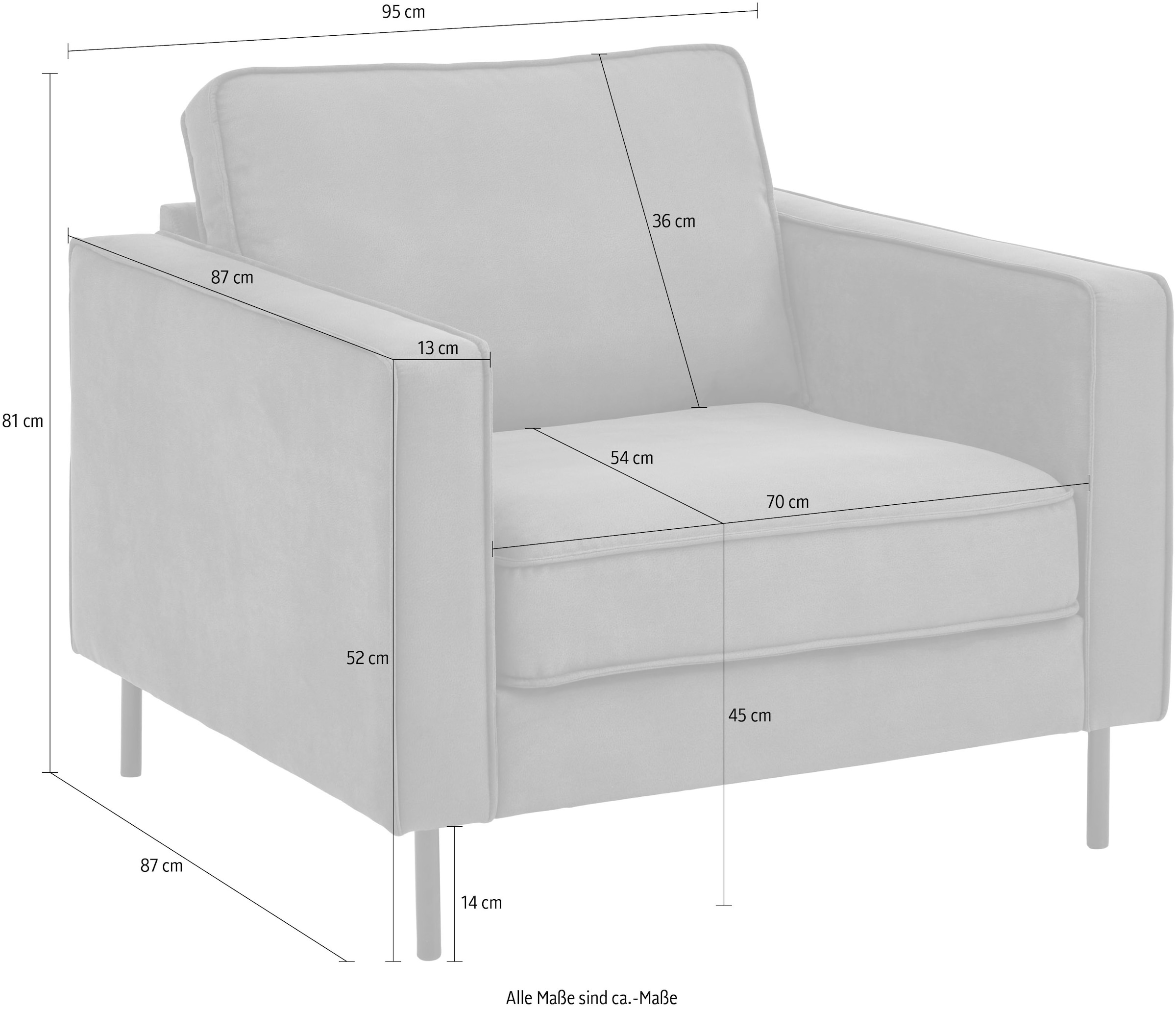 ATLANTIC home collection Sessel »Weston« im skandinavischem Stil, mit Wellenunterfederung