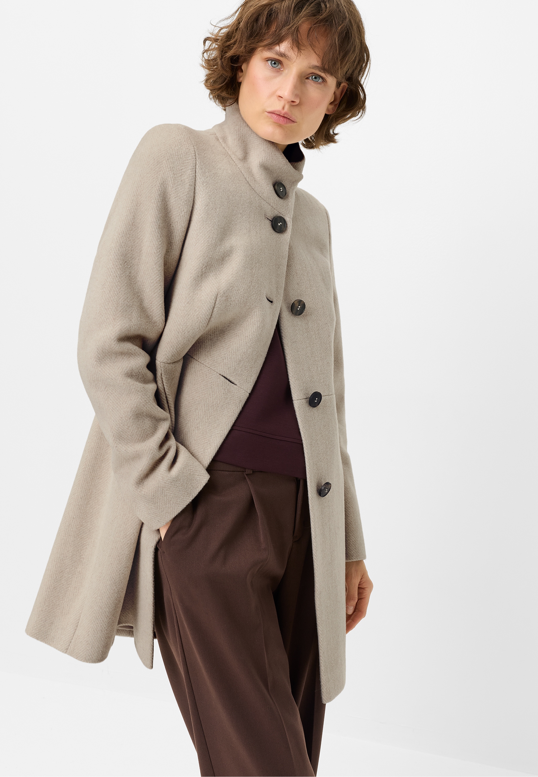Fuchs Schmitt Manteau court en mélange de laine, col montant
