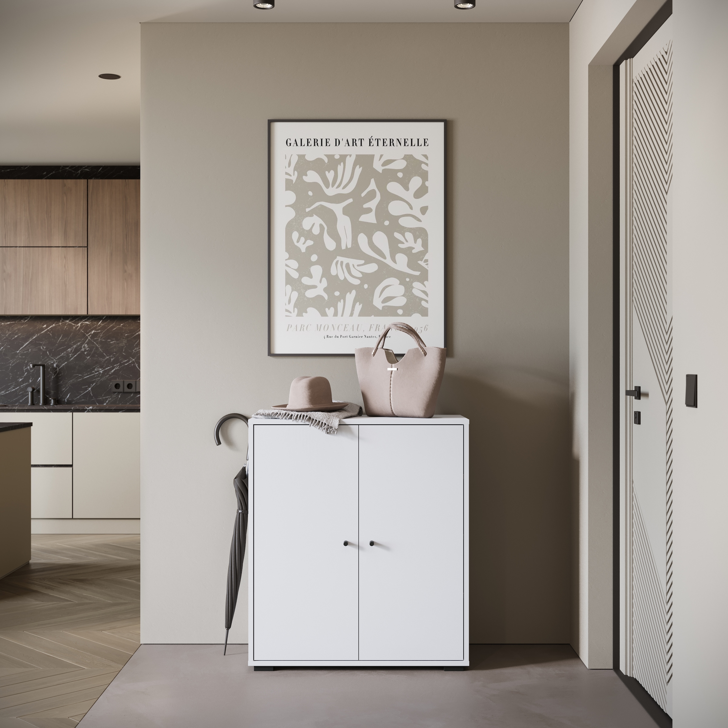Home affaire Armoire à chaussures »Schuhkommode Dino« 1 cuis tlg. Espace de rangement avec 2 portes et étagères réglables, largeur 70 cm