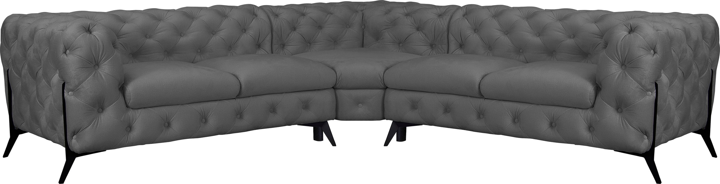 Home affaire Chesterfield-Sofa »Amaury L-Form« Chesterfield-Optik,  Breite/Tiefe je 262 cm, Fussfarbe wählbar