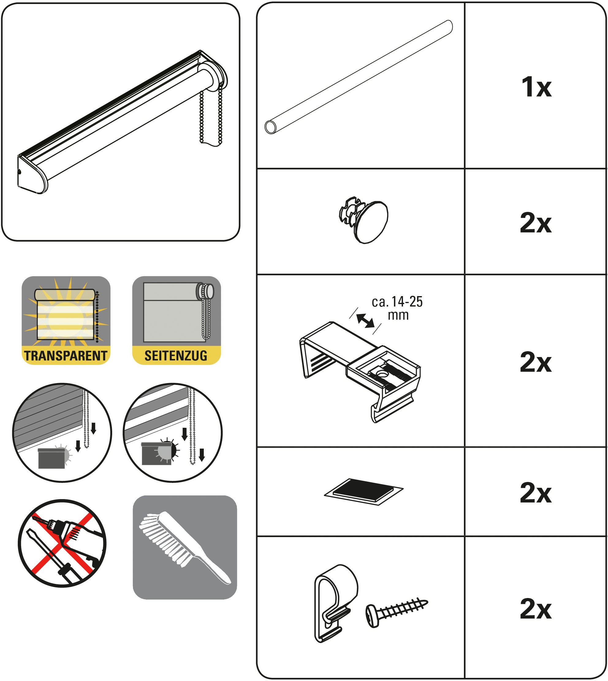GARDINIA Store à tirage latéral »Mini Doppelrollo Karo« Lichtschutz mit Bohren/ohne Bohren freihängend segmentweise gewebter Stoff